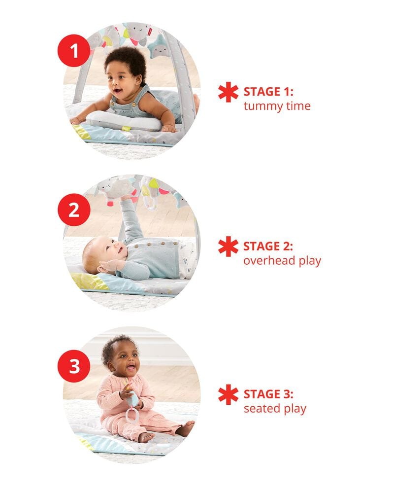 Skip Hop Silver Lining Cloud Activity Gym - Baby Play Mat with Hanging Toys for Tummy Time & Early Development - Perfect for Nursery, Daycare & Travel