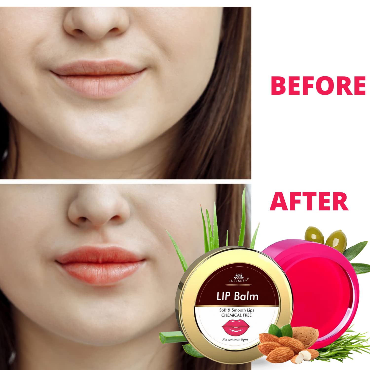 INTIMIFY Lip Balm for Dark Lips - Lighten & Moisturize Dry, Chapped Lips | Winter Lip Care for Women & Men | 8g Pack of 1 | Perfect for Daily Hydration & Night Repair
