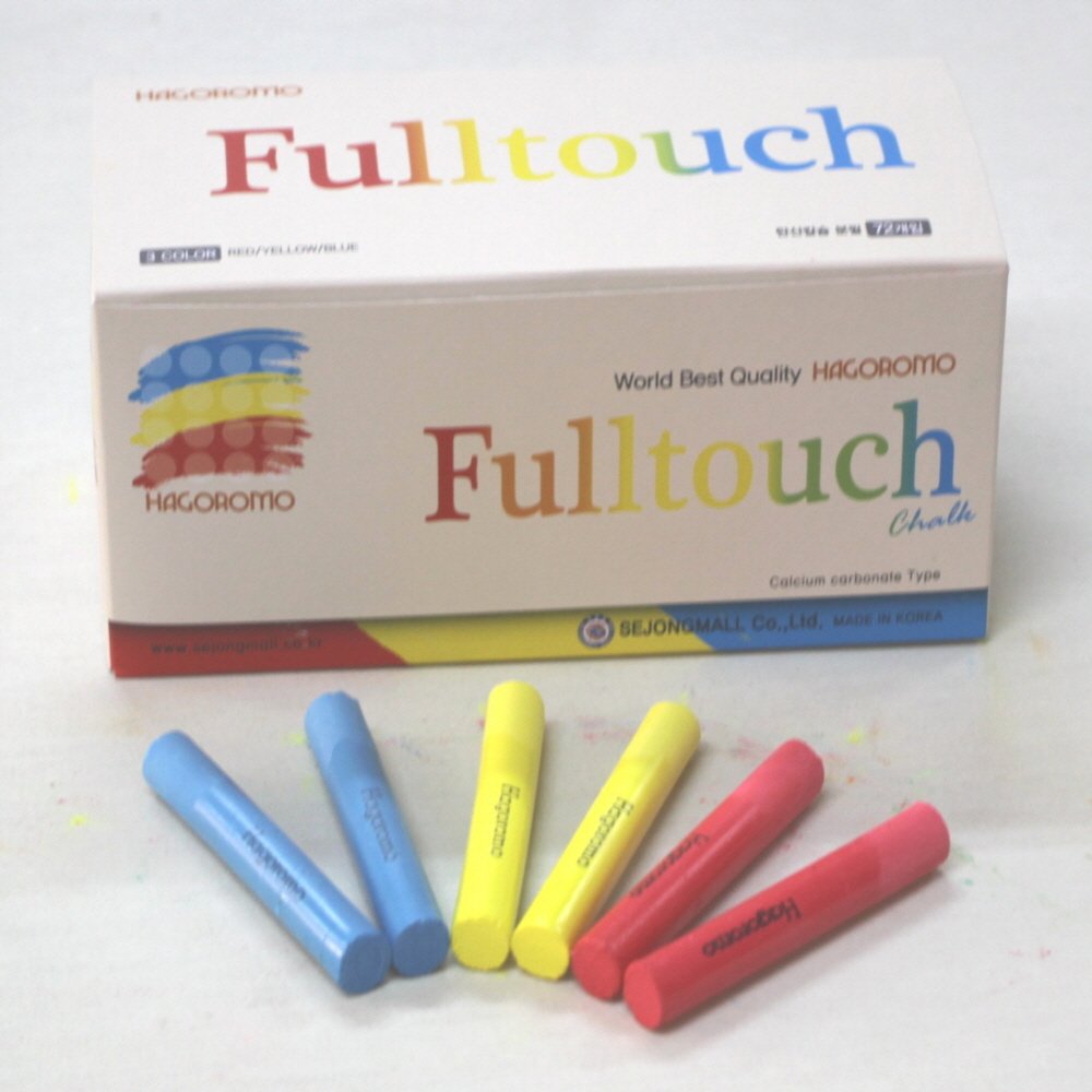 Hagoromo Fulltouch 3-Color Mix Chalk Set - 72 Pieces Non-Toxic Dustless Chalk for Classroom, Teachers & Home Schooling - Perfect for Blackboards, Sidewalks & Art Projects