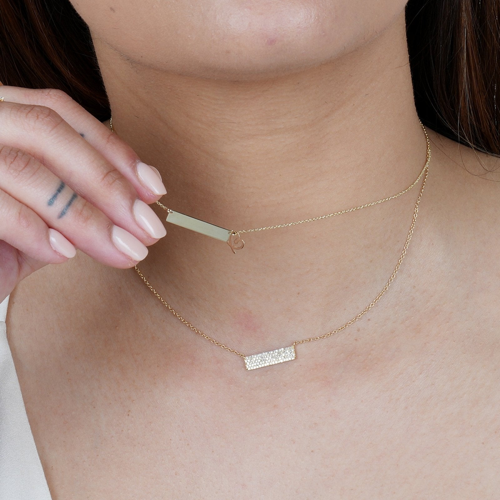 Personalized Bar Monogram Nameplate Necklace - 14K Solid Yellow Gold Custom Jewelry for Women - Perfect for Gifts, Anniversaries & Everyday Elegance