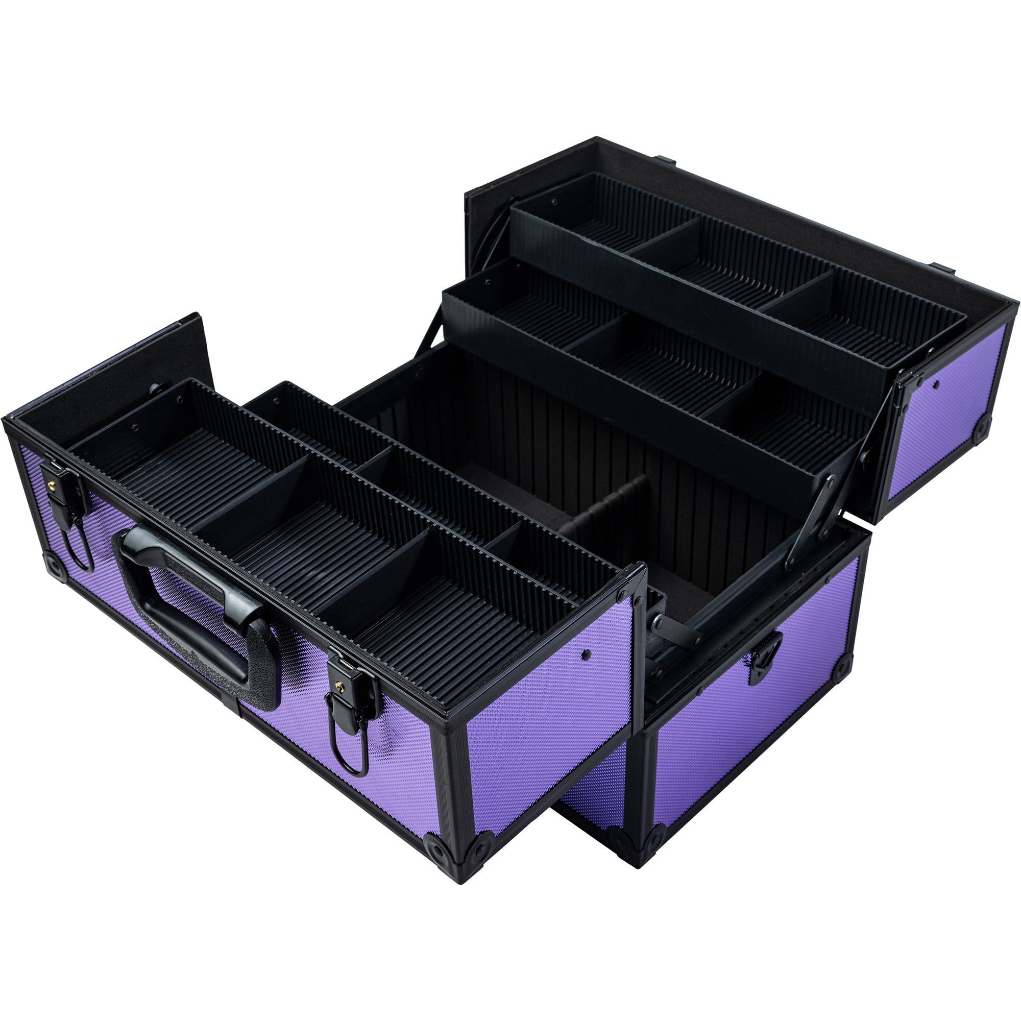 Professional Makeup Train Case with Shoulder Strap & Secure Locks - Portable Cosmetic Organizer for Travel, Salon, and Makeup Artists