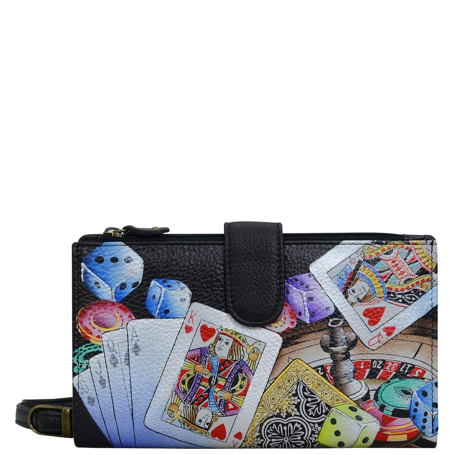Anuschka Hand-Painted Leather Women's Large Smartphone Case & Wallet - Stylish Phone Holder with Card Slots for Everyday Use, Travel, and Gifts