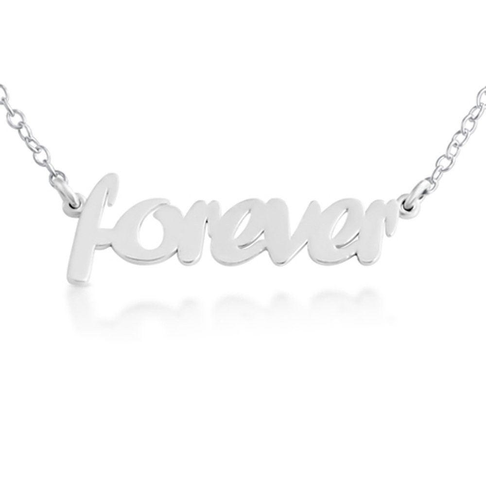 925 Sterling Silver Script Word Forever Charm Pendant Necklace - Elegant Jewelry Gift for Women, Best Friend, Anniversary - Perfect for Valentine's Day, Wedding, Birthday & Special Occasions