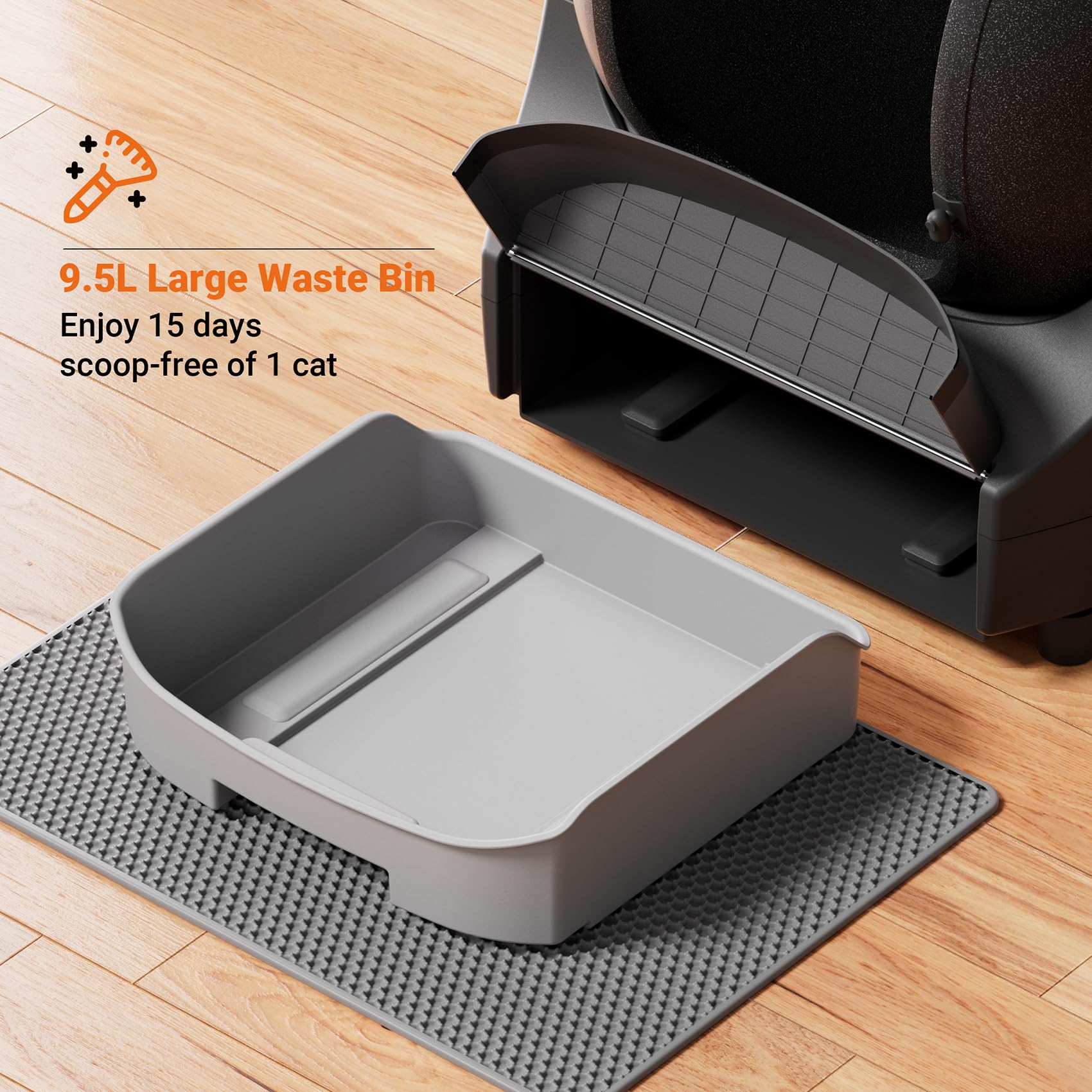 Automatic Self-Cleaning Cat Litter Box Robot - 80L Extra Large Capacity for Multiple Cats, Odor Control, Smart APP Control, 7X Safety Protection, 100% Hands-Free with Mat & Liner (Open-Top Design) - Perfect for Busy Pet Owners & Multi-Cat Households