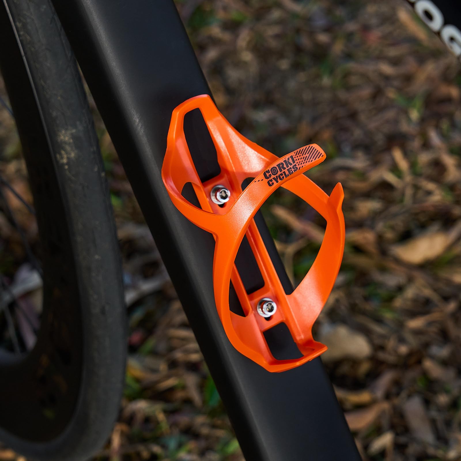 Corki Bike Water Bottle Cage - 2 Pack, Right Side Load for Road & MTB - Vibrant Orange | Cycling & Outdoor Sports