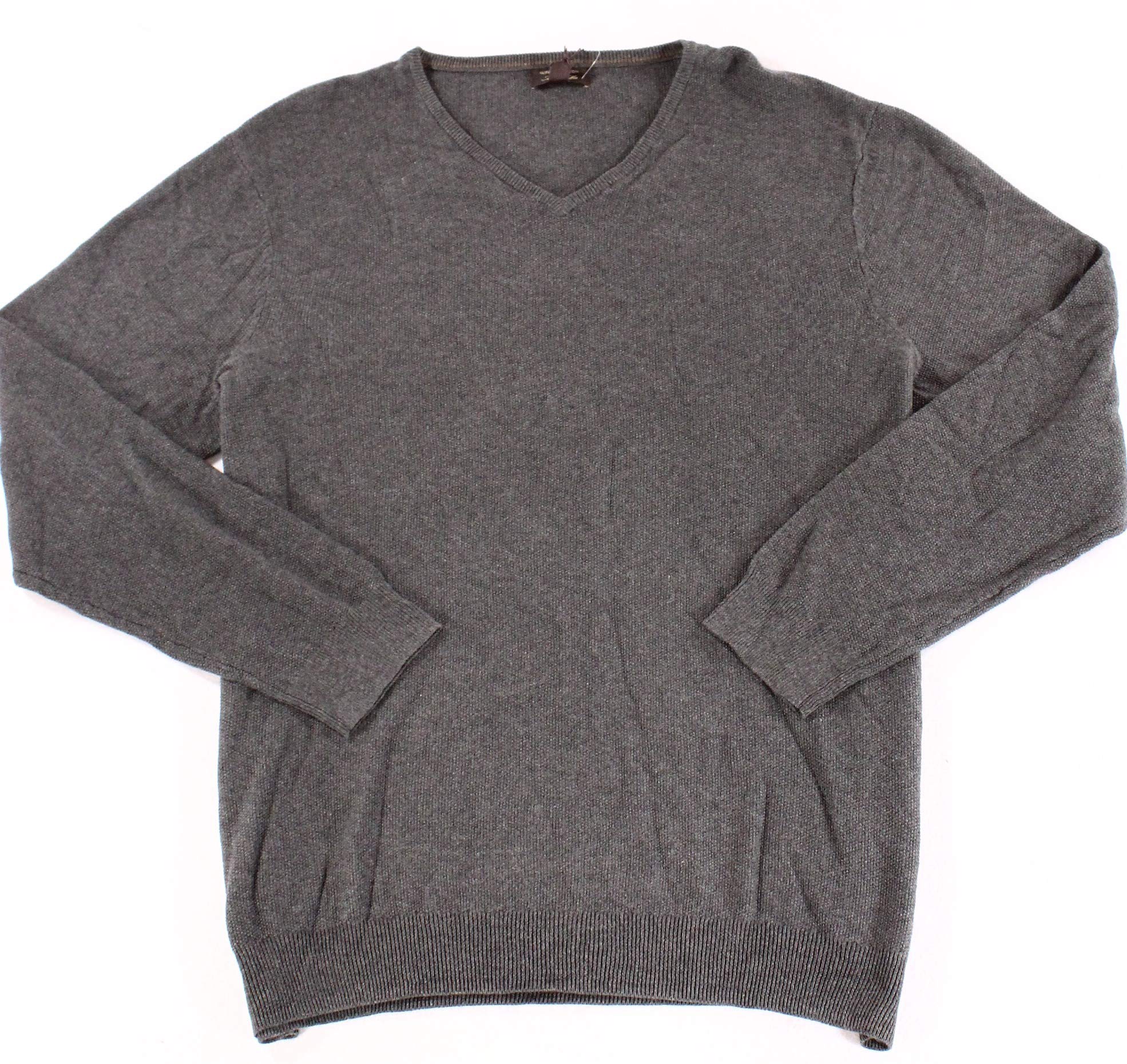 Tasso Elba Men's Seed-Stitched Supima Cotton Sweater - Premium Soft Knit Pullover, Charcoal Heather, Large - Perfect for Casual Wear, Office & Winter Outfits