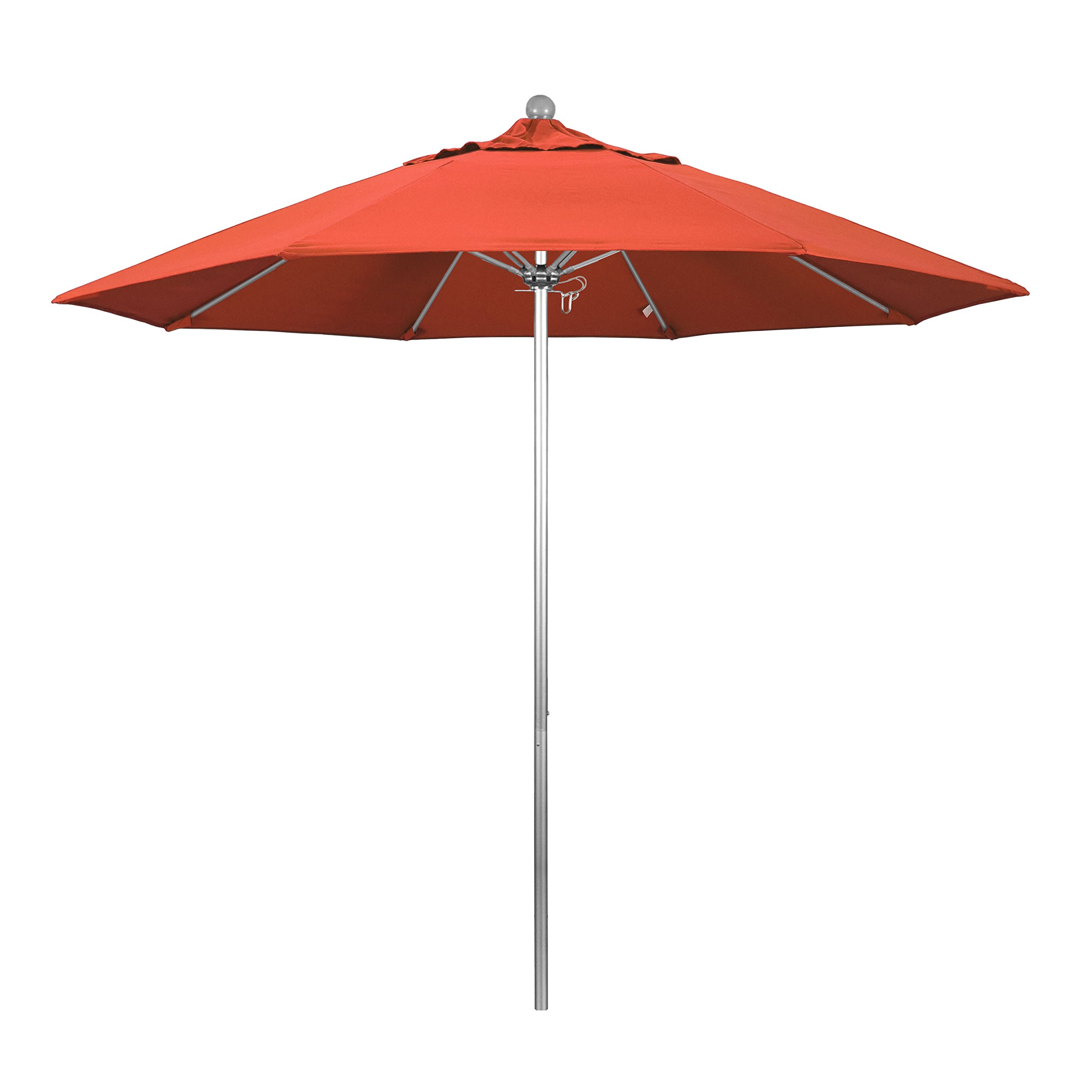 9' Round California Umbrella with Aluminum/Fiberglass Frame - Push Open Patio Umbrella with Silver Pole & Durable Olefin Fabric - Perfect for Poolside, Backyard, and Outdoor Dining Areas
