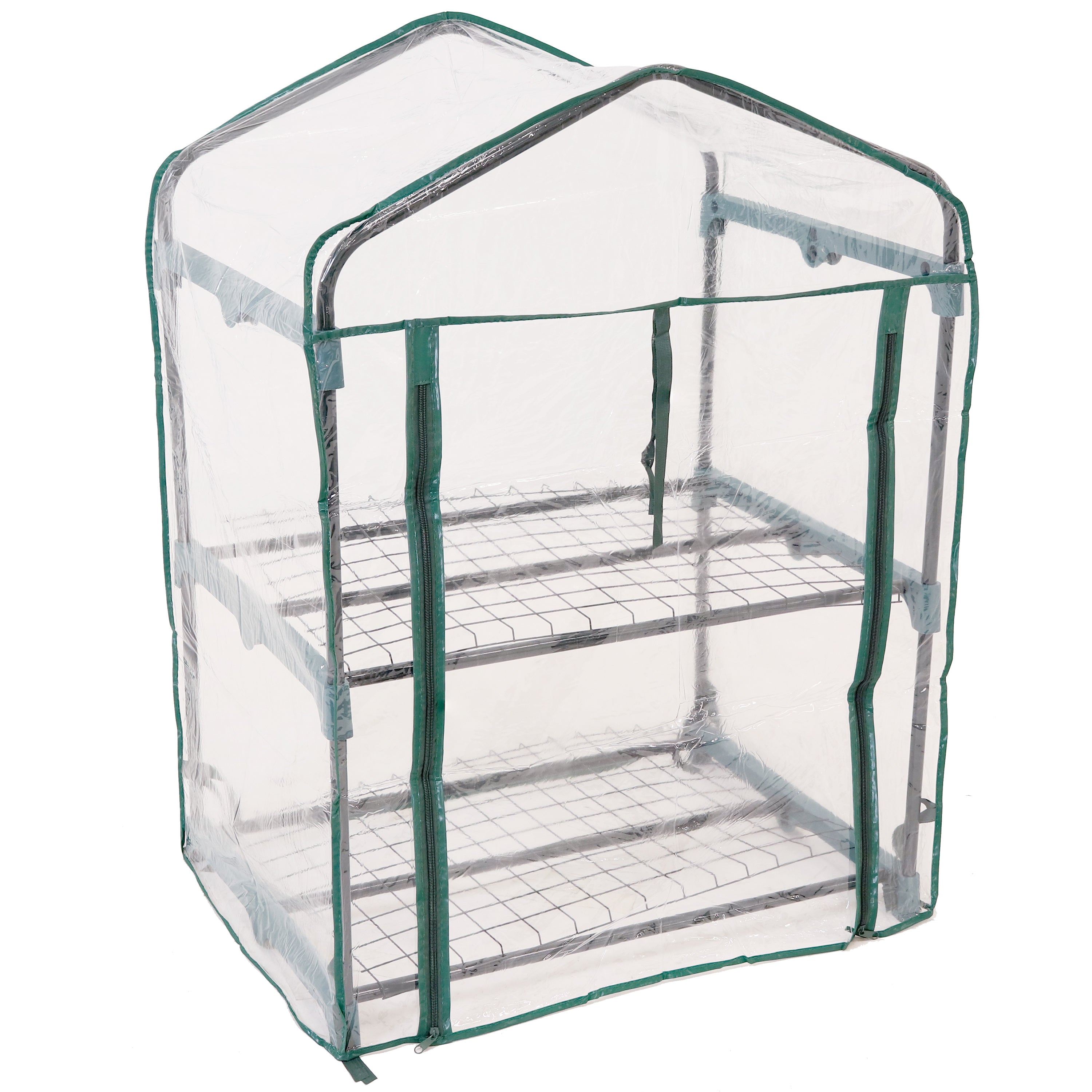 Sunnydaze Portable 2-Tier Mini Greenhouse for Outdoors - Clear Cover for Plants, Herbs & Seedlings | Perfect for Patio, Garden & Balcony Use