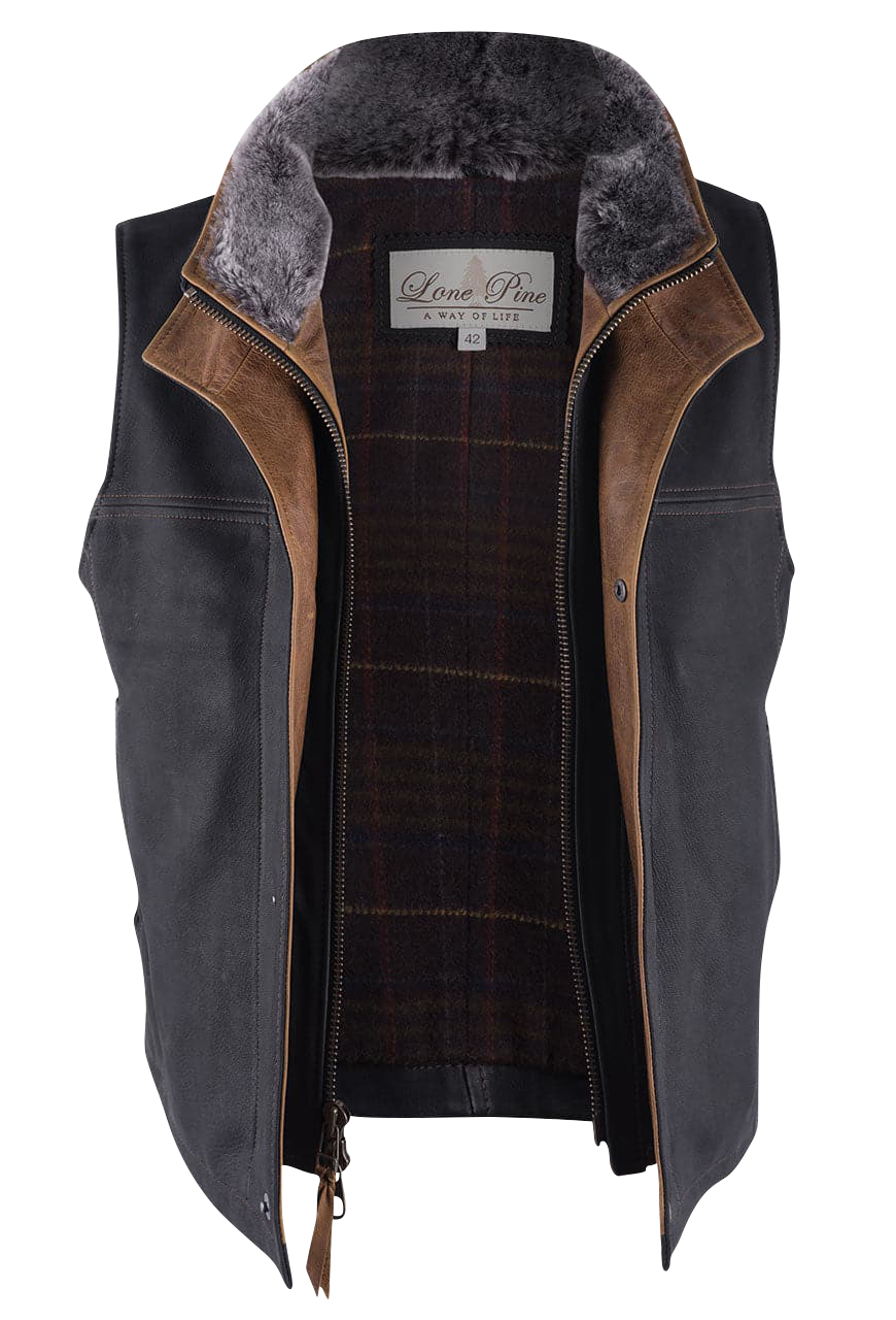 Lone Pine Leather Trekker Vest for Men - Black Genuine Leather Outdoor Vest - Perfect for Hiking, Camping & Adventure Travel