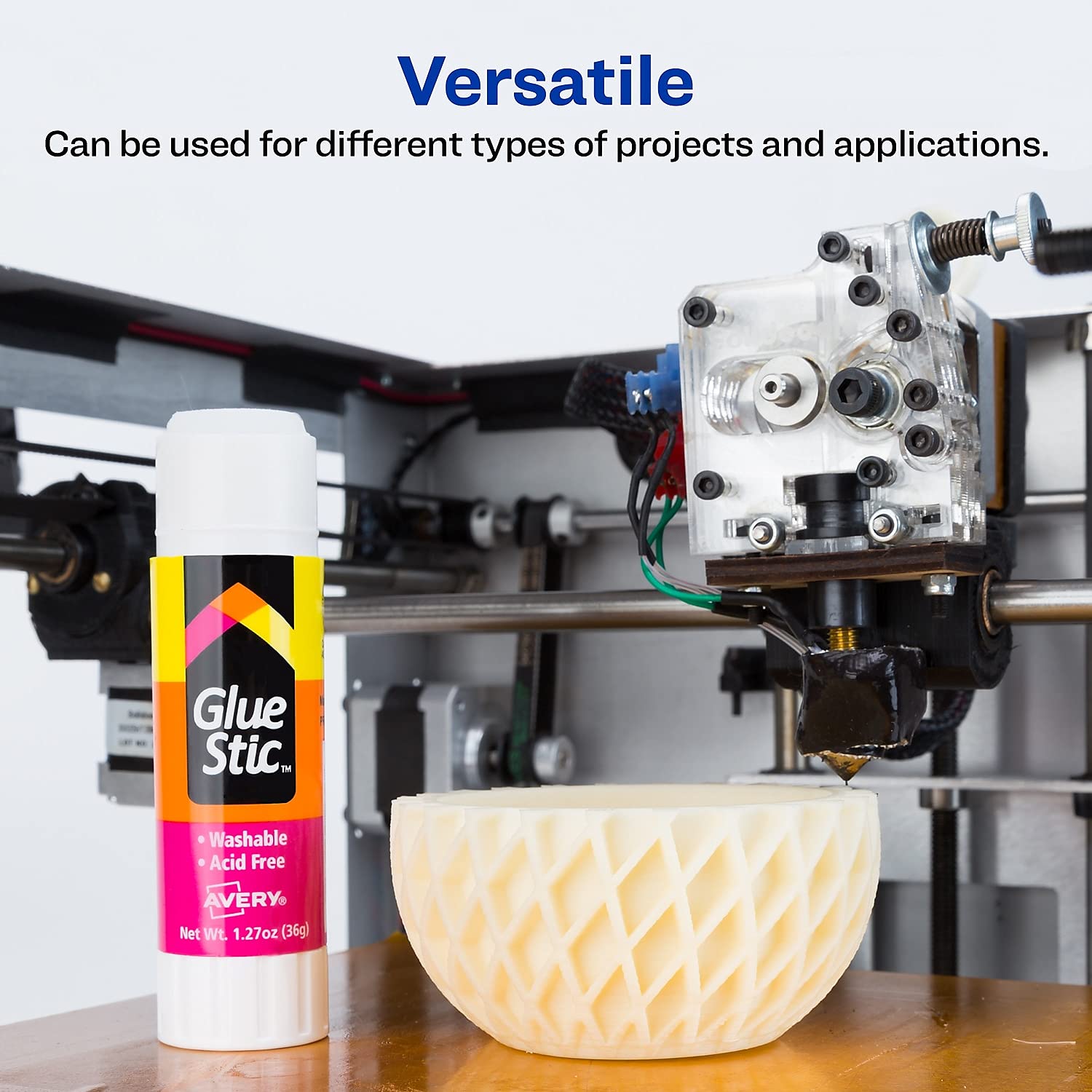 Avery 00196 Permanent Glue Stick - 1.27 Oz White Adhesive for Crafts, School Projects & Office Use - Strong Bonding for Paper, Photos & Light Materials
