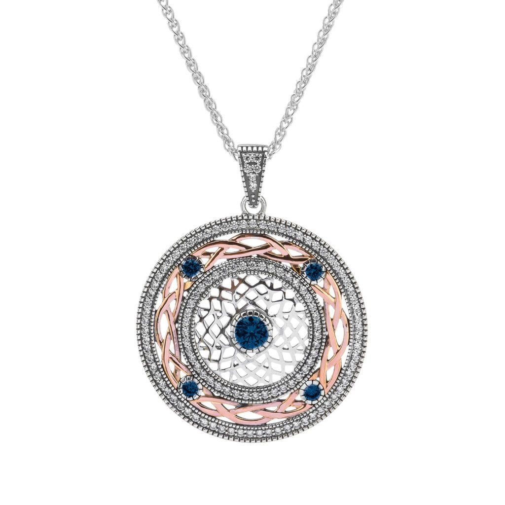 10K Yellow or Rose Gold Brave Heart Pendant with Silver & White/Blue Cubic Zirconia - Elegant Jewelry Gift for Women, Perfect for Valentine's Day, Anniversary & Special Occasions