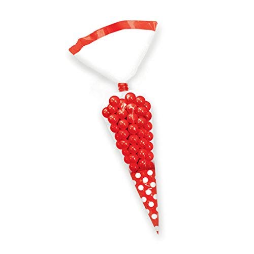 Amscan Polka Dot Candy Buffet Cones - 24 Pack, Apple Red Party Treat Bags for Weddings, Baby Showers & Birthday Celebrations
