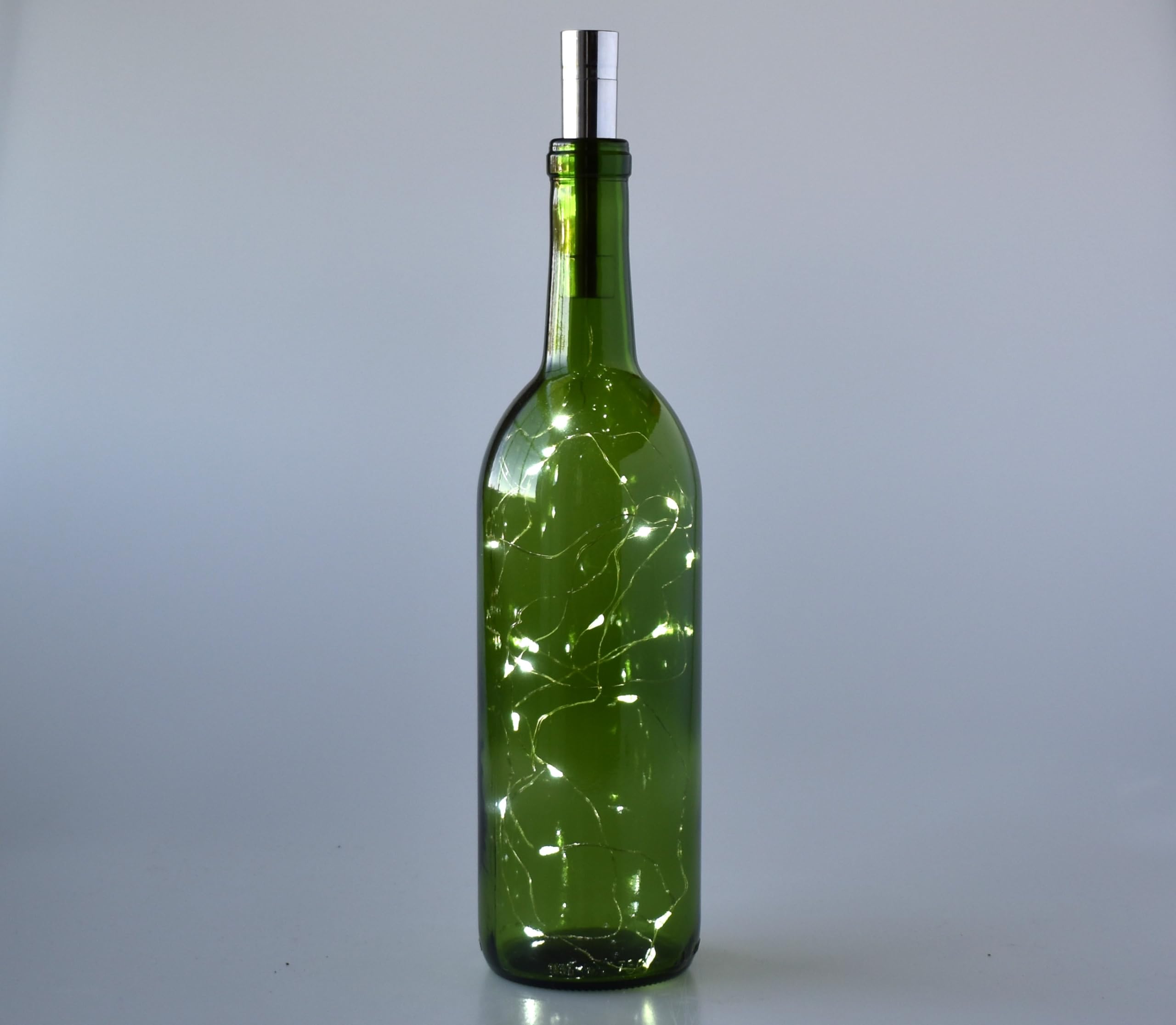Green Empty Wine Bottle with Fairy String Lights - Cork-Powered Decorative Wine Bottle for DIY Crafts, Centerpieces & Home Decor | Perfect for Weddings, Parties & Romantic Ambiance