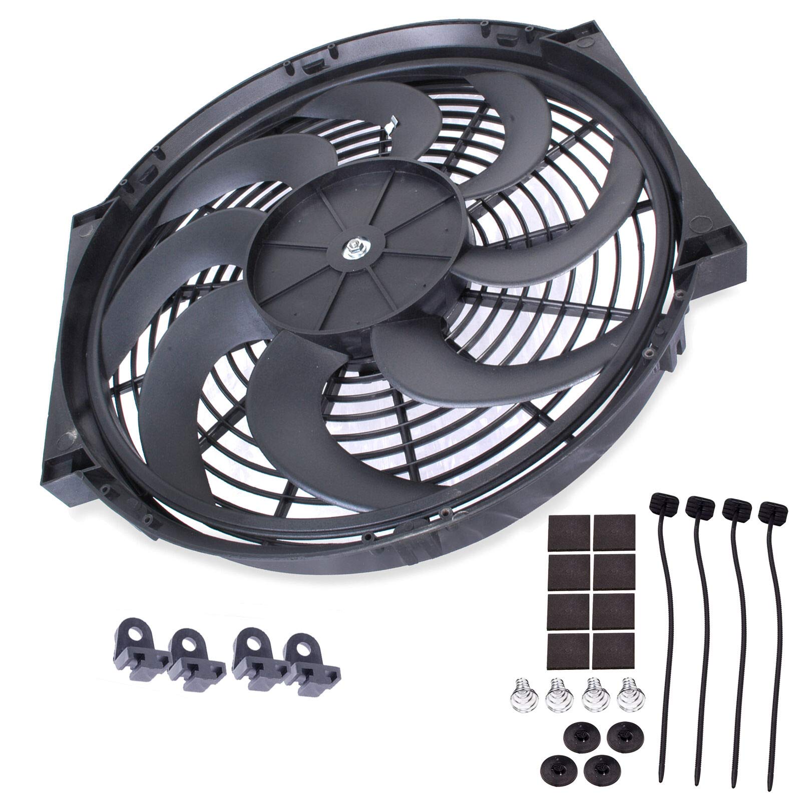 80W Universal 12 Inch Slim Electric Cooling Fan - High Performance Push Pull Car Condenser Fan with Heat Dissipation for Vehicle Cooling System | Perfect for Automotive Upgrades, Engine Cooling & Radiator Applications