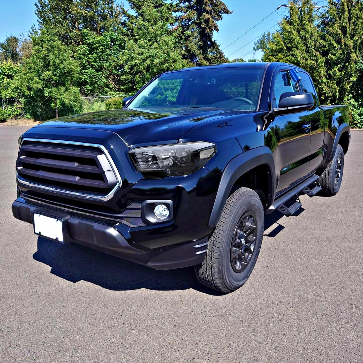 Spec-D Tuning Black Projector Headlights for 2016-2022 Toyota Tacoma - Non-LED DRL Compatible - Left & Right Pair Headlight Assembly - Upgrade for Night Driving & Off-Road Adventures