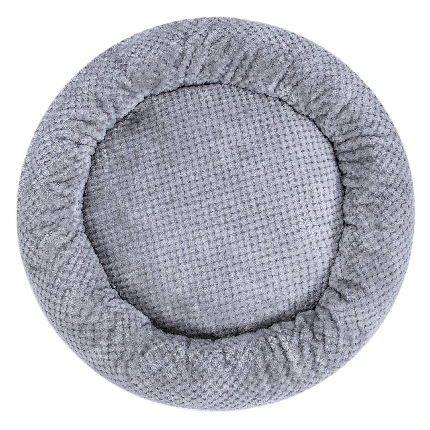 Premium WONDER MIRACLE Fuzzy Deluxe Pet Bed - Ultra Soft Orthopedic Dog & Cat Bed for Crates, Kennels & Home - Machine Washable 24x24 Inch Flint Gray - Perfect for Small to Medium Pets' Comfort & Joint Support