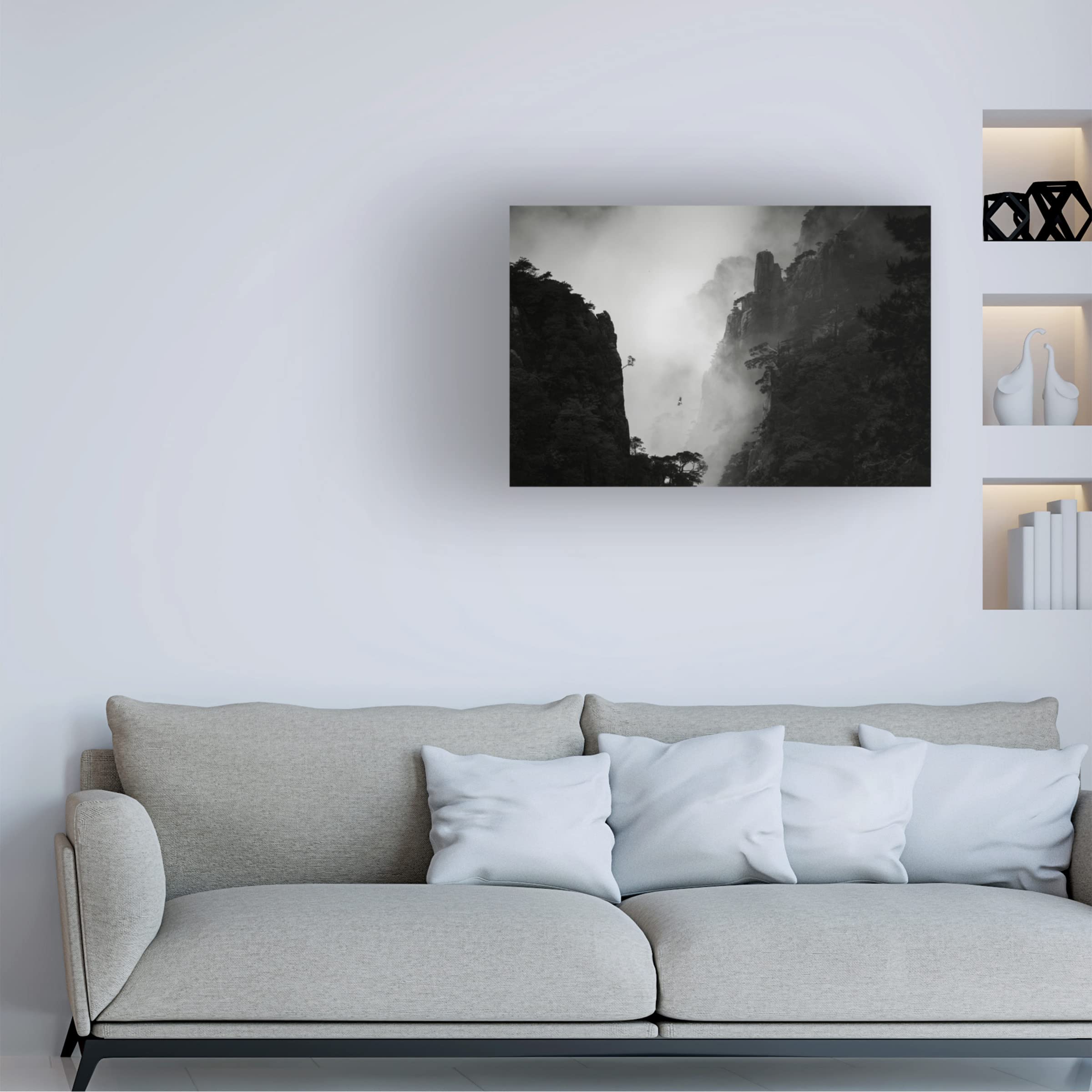 Trademark Fine Art 'Valley 1' Canvas Wall Art by Aijun Wang - Stunning Landscape Painting for Living Room, Bedroom & Office Decor