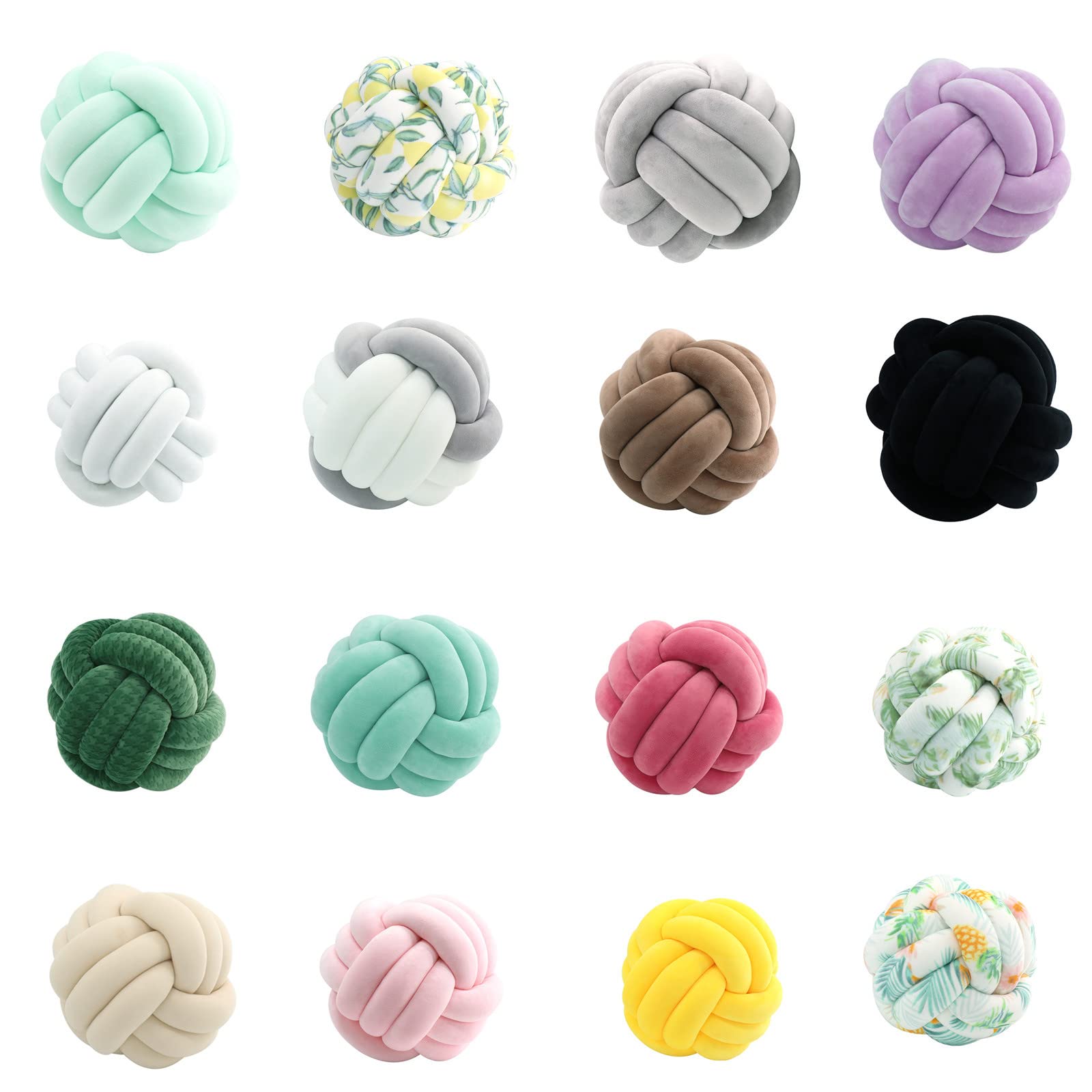 Round Throw Pillow - Soft Handmade Knotted Ball Pillow for Sofa & Bed - 7.5 Inch Green Home Decor Cushion - Cozy Plush Knot Toy for Living Room, Nursery & Dorm Decoration
