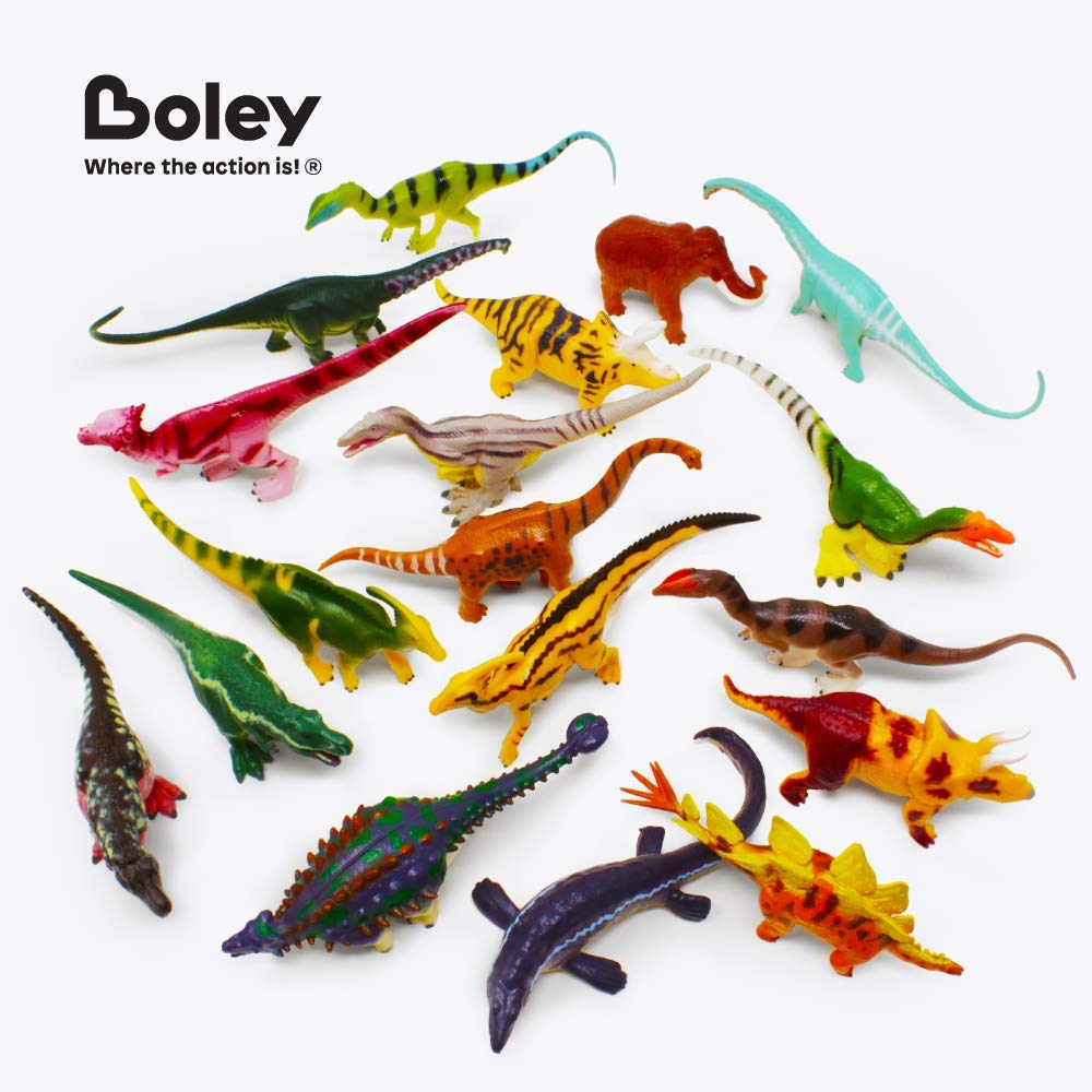 Boley 18-Piece 4 Inch Dinosaur Toy Set - Realistic Educational Dinosaur Figures for Kids - Includes Mammoth & Prehistoric Animals - STEM Learning Toys for Boys & Girls Ages 3+ - Perfect for Classroom, Birthday Party Favors & Imaginative Play