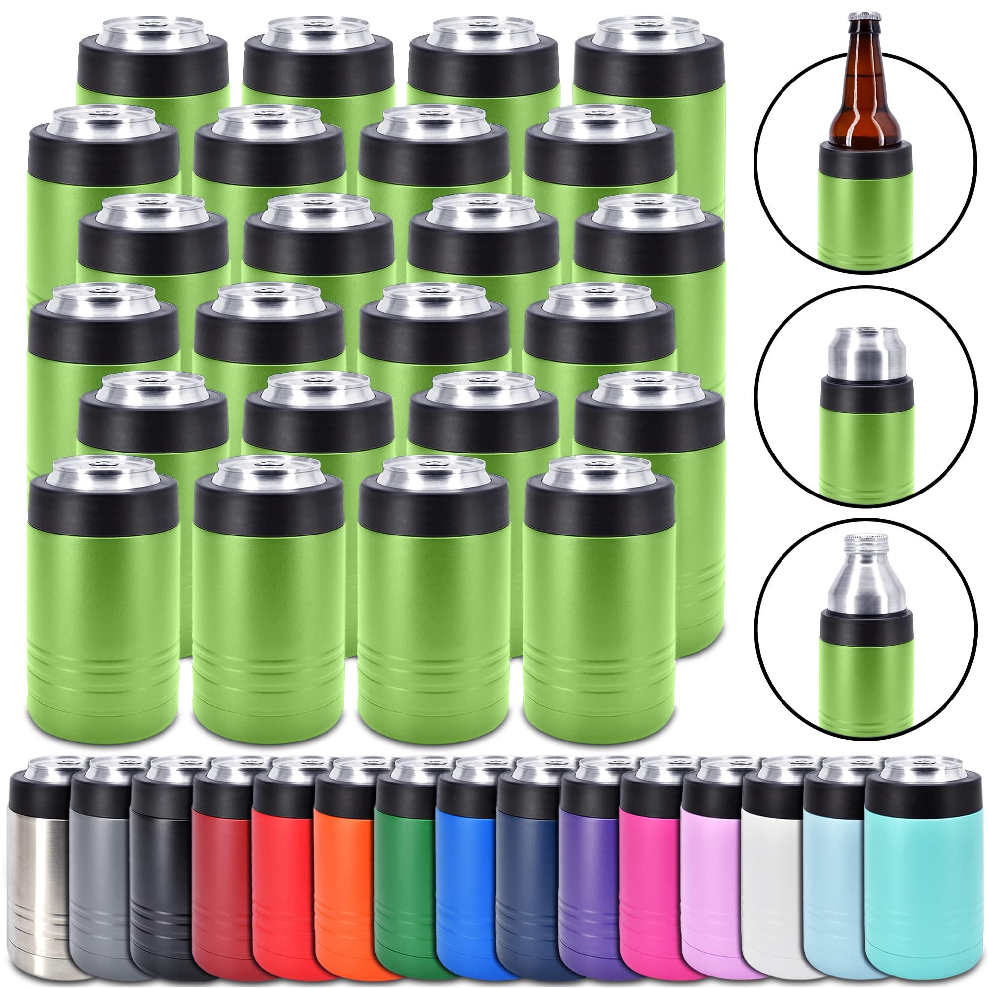 Clear Water Home Goods - 24-Pack 12 oz Stainless Steel Vacuum Insulated Bottles | Double Wall Insulation Keeps Drinks Cold for Hours | Powder Coated Olive Drab Green | Perfect for Camping, Picnics & Outdoor Adventures