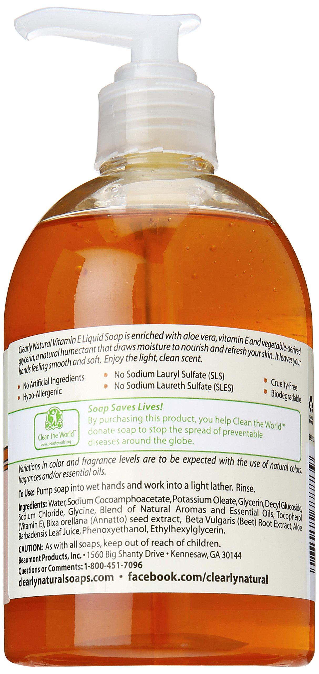Clearly Natural Vitamin E Liquid Glycerine Soap - 12 oz | Moisturizing & Nourishing Bar Soap for Dry Skin | Perfect for Daily Face & Body Wash, Sensitive Skin Care & Spa Relaxation