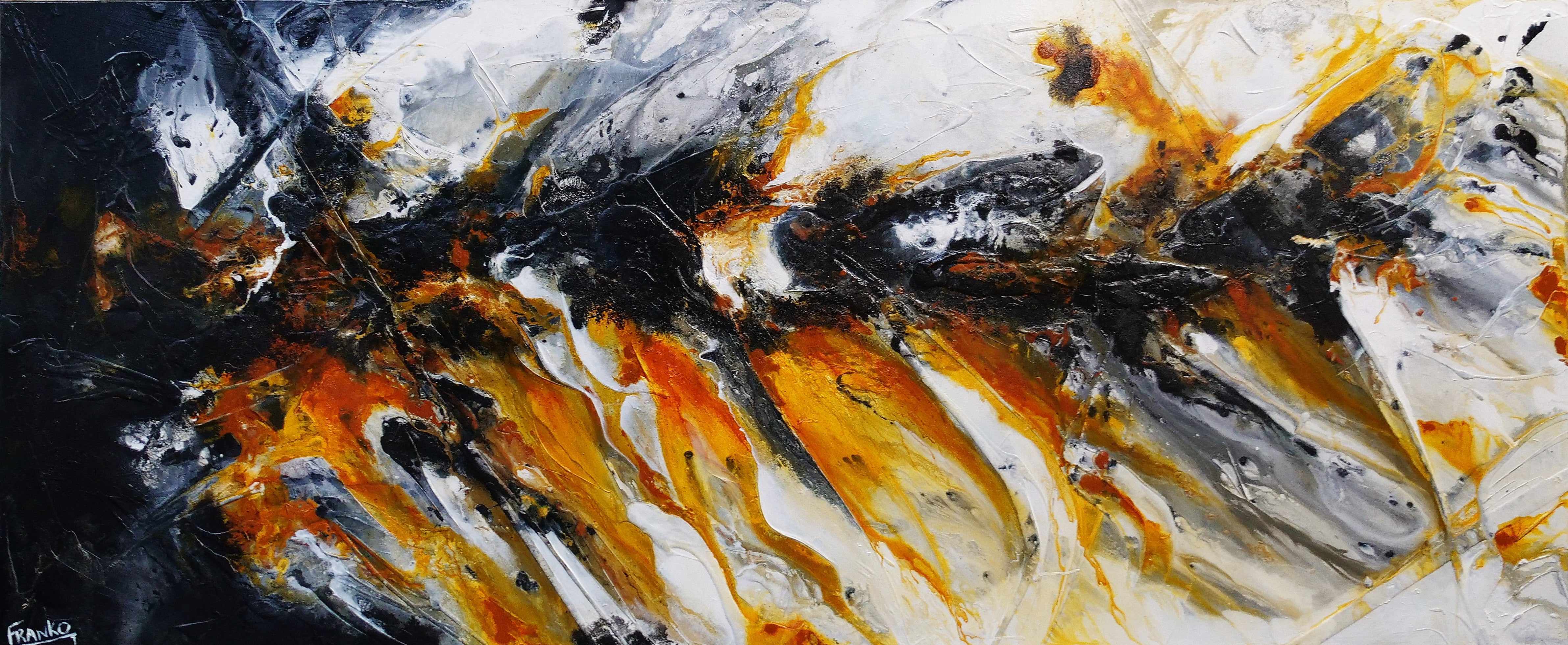 Salted Sienna 240cm x 100cm Abstract Textured Canvas Painting - Modern Black & Brown Wall Art for Living Room, Bedroom, or Office Decor