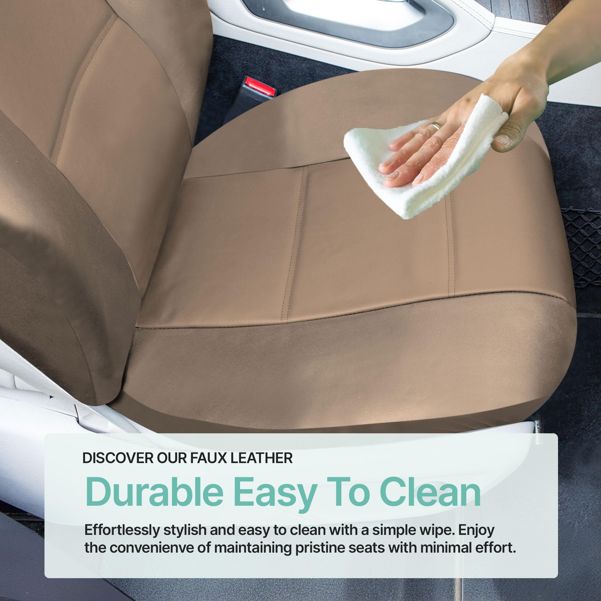 Premium PU Leather Car Seat Covers Front Set - Universal Fit for Cars, Trucks & SUVs | FH Group Automotive Interior Accessories | Perfect for Daily Commute, Road Trips & Vehicle Protection