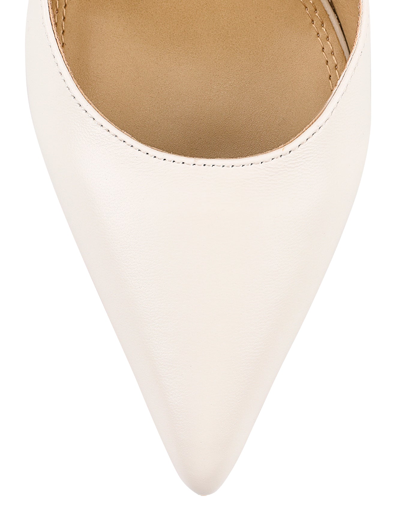 Cici Stiletto Dorsay Pumps - Women's Pointed Toe High Heel Dress Shoes in Chalk Leather for Office, Party & Evening Wear