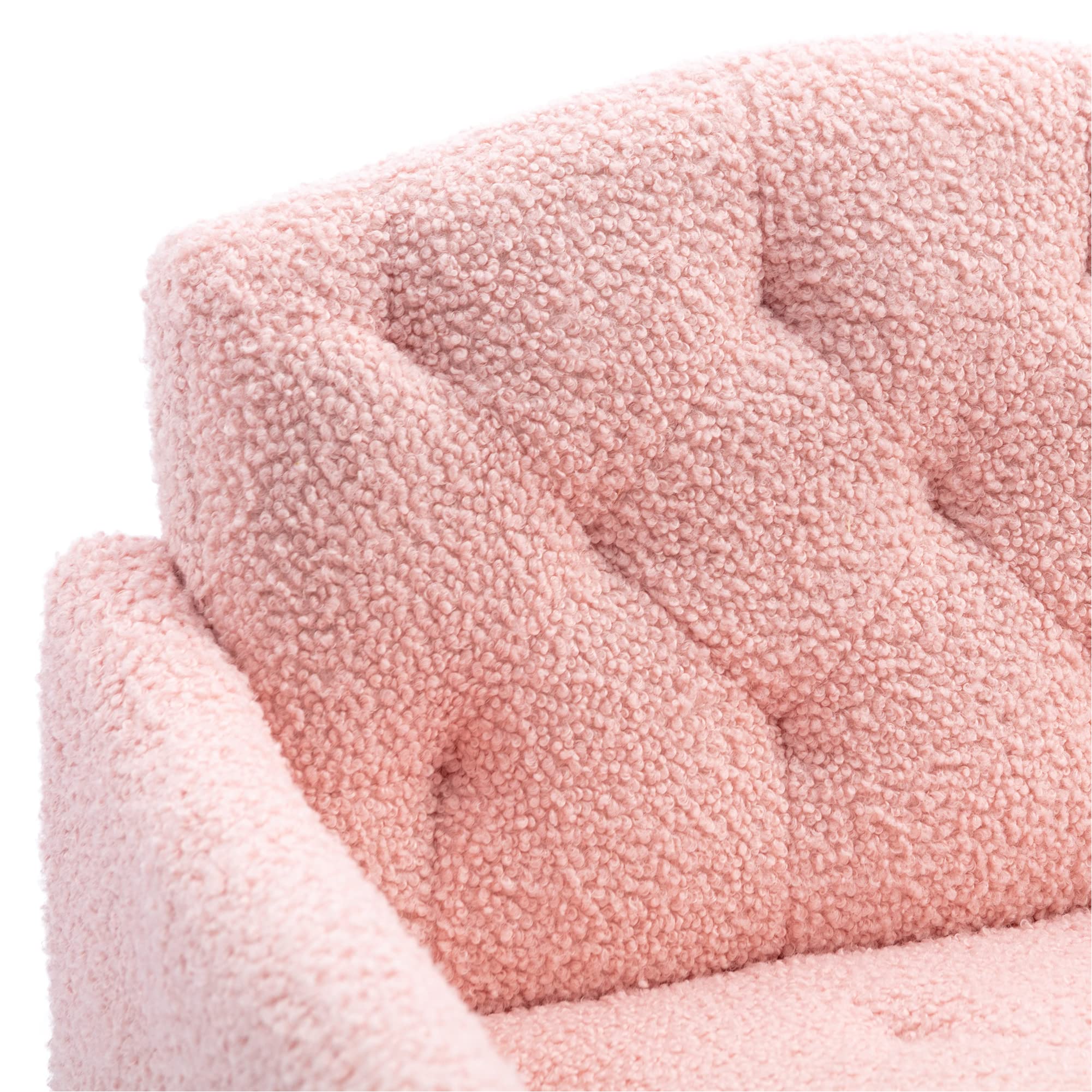 Modern Accent Chair with Upholstered Armrests - Club Lounge Chair for Living Room, Studio, Reading Nook & Dressing Room - Soft Teddy Pink Fabric - Perfect for Relaxing, Entertaining & Home Decor