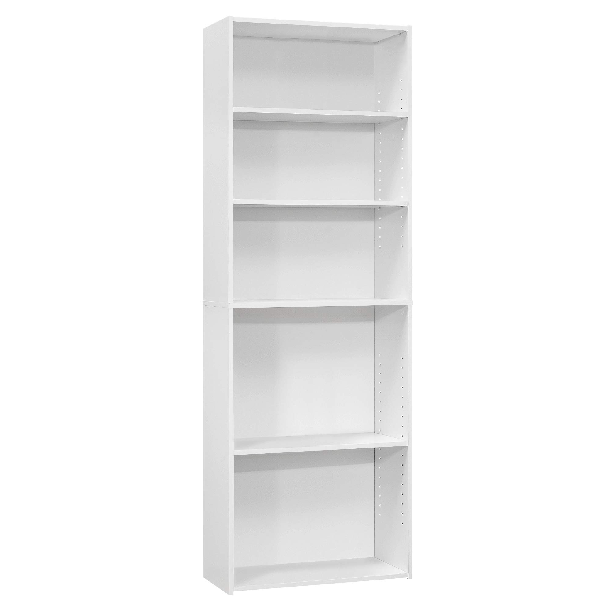 Monarch Specialties 72-Inch Tall 5-Shelf Bookcase in White - Perfect for Home Office, Living Room & Library Storage