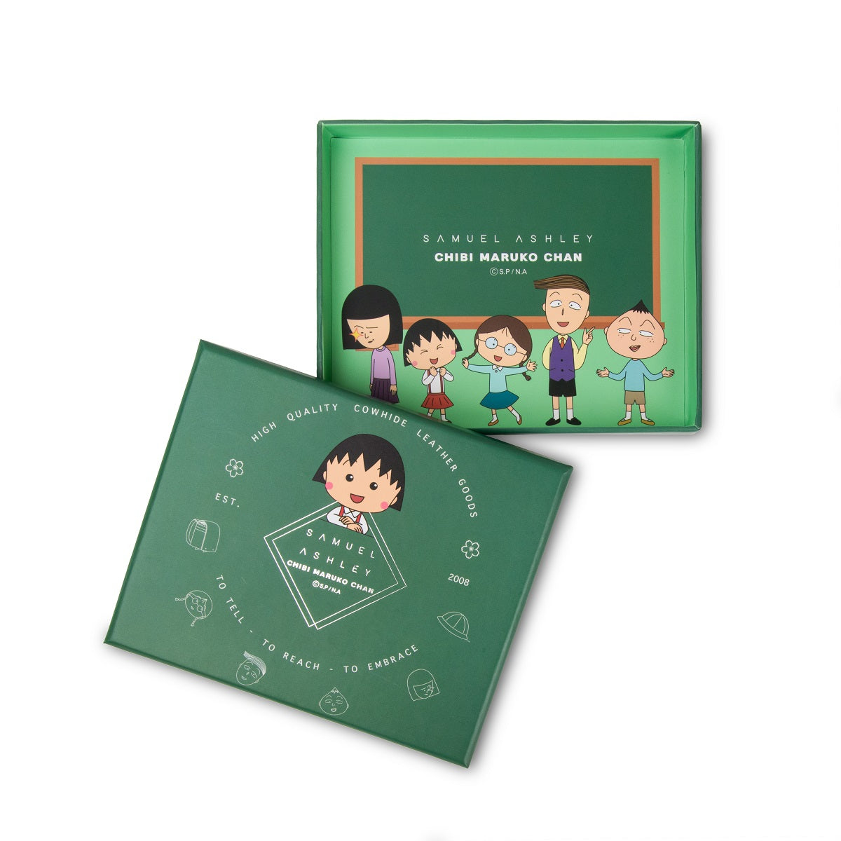 Samuel Ashley x Chibi Maruko Chan Genuine Leather Wallet Card Holder - Slim RFID Blocking Minimalist Design for Everyday Carry, Travel & Gift Giving