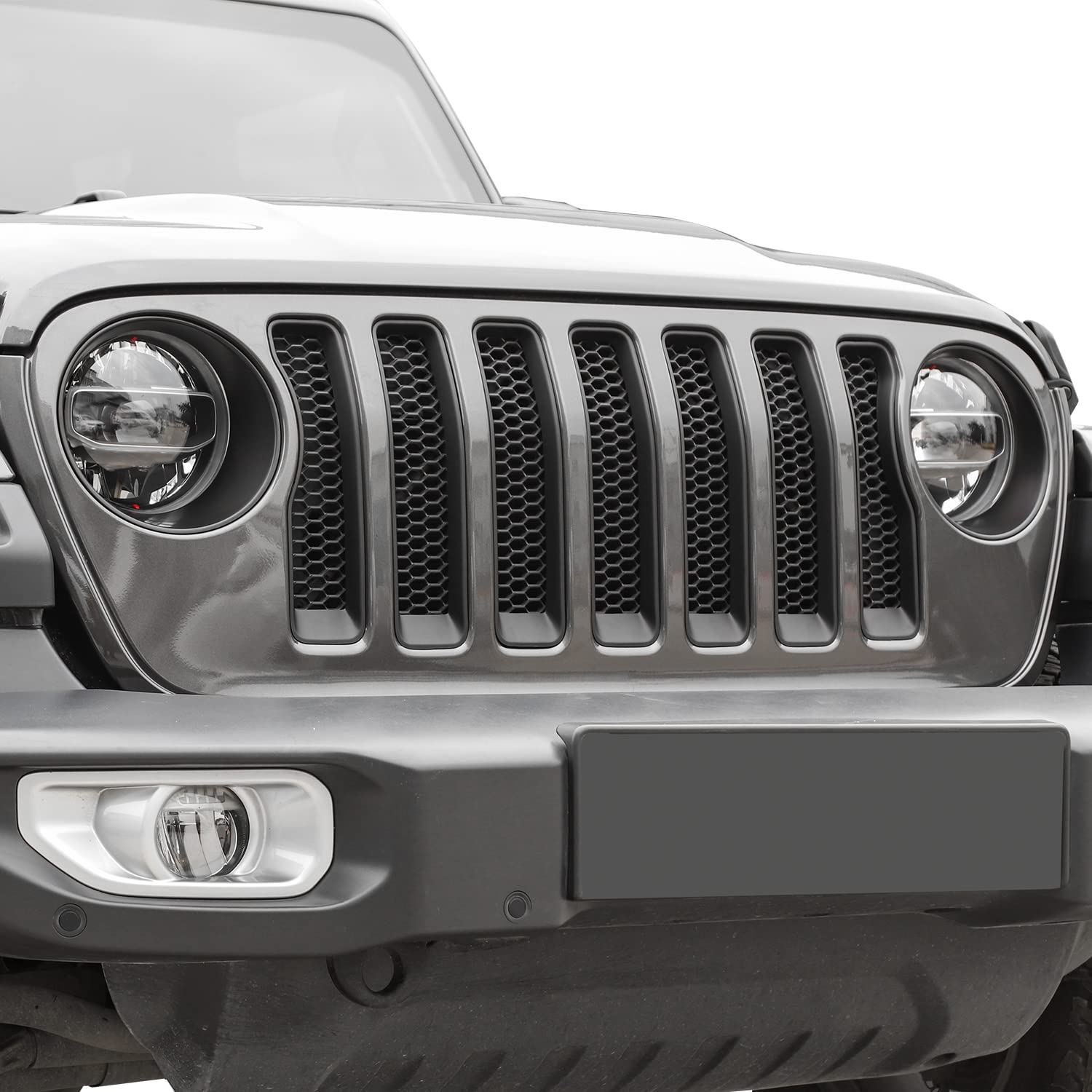 JeCar Matte Black Front Grill Inserts & Headlight Trim Cover - Exterior Accessories for Jeep Wrangler JL & Unlimited (2018-2023) | Upgrade Your Off-Road Style & Protection