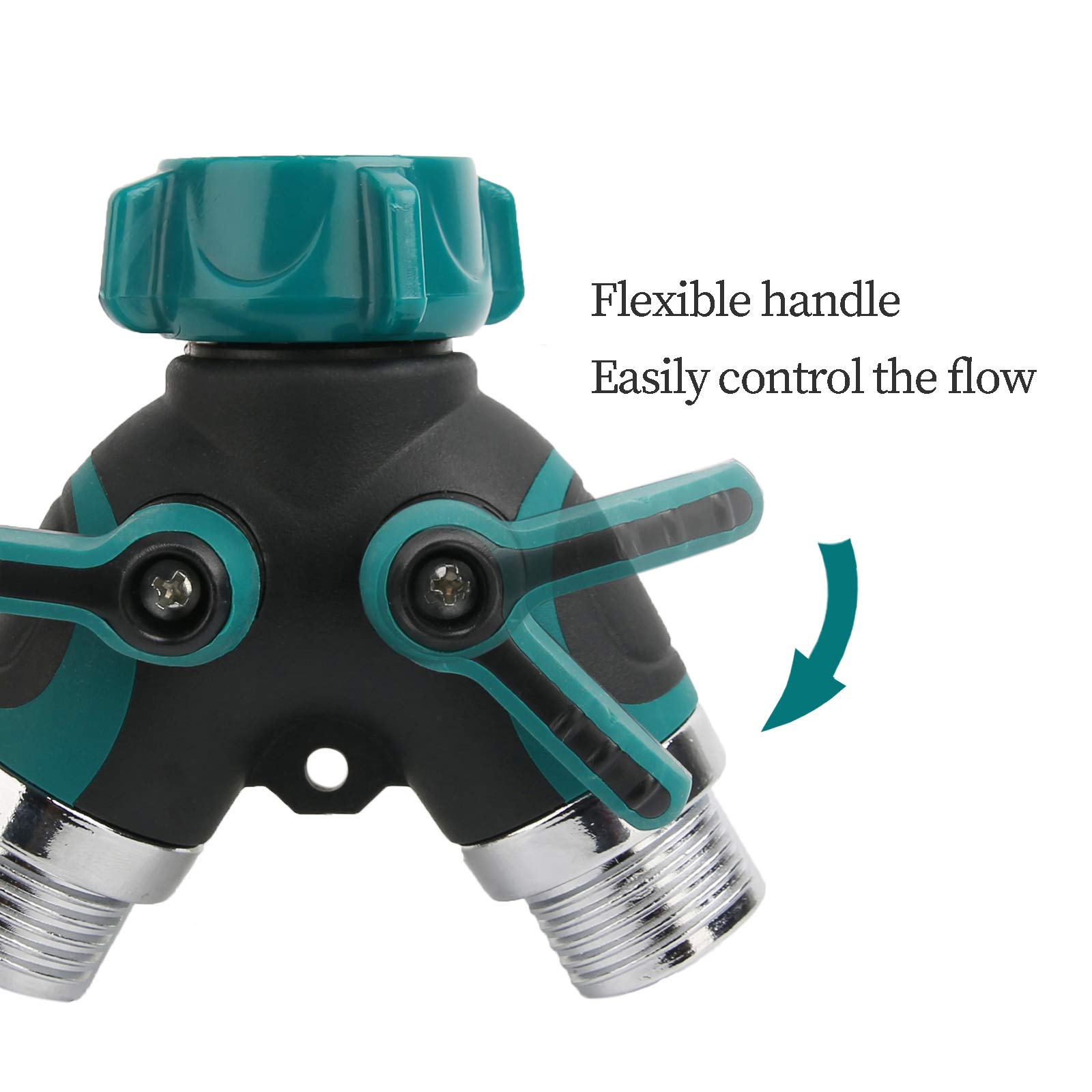 Watflow 2-Way Water Splitter - Brass Garden Hose Y Connector, Faucet Adapter for Outdoor Faucet, Lawn Sprinkler & Washing Car (Perfect for Gardening, Car Washing & Outdoor Watering)