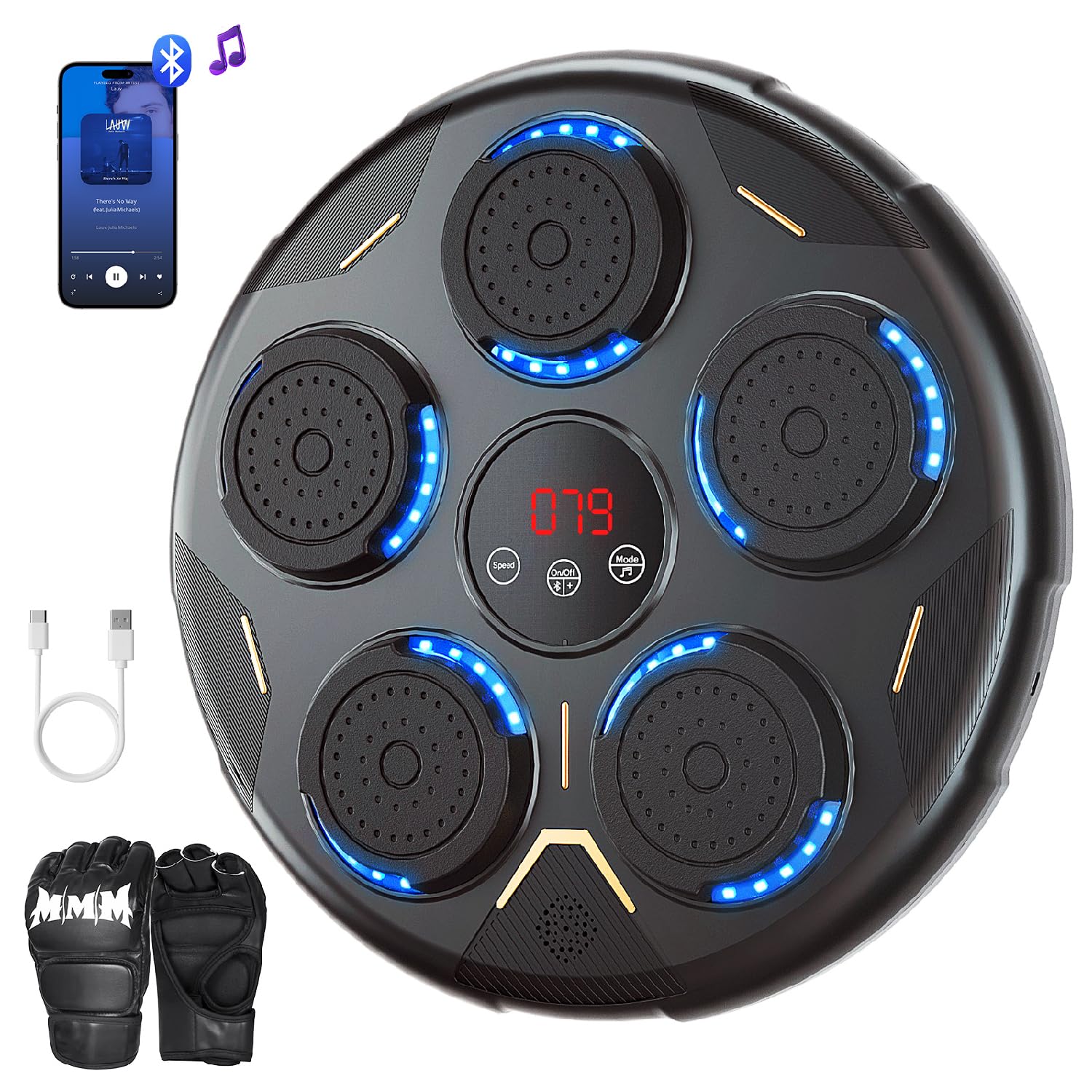 Smart Bluetooth Boxing Machine with Gloves - Wall Mounted Music Boxing Equipment for Home Workouts | Fitness Training & Stress Relief
