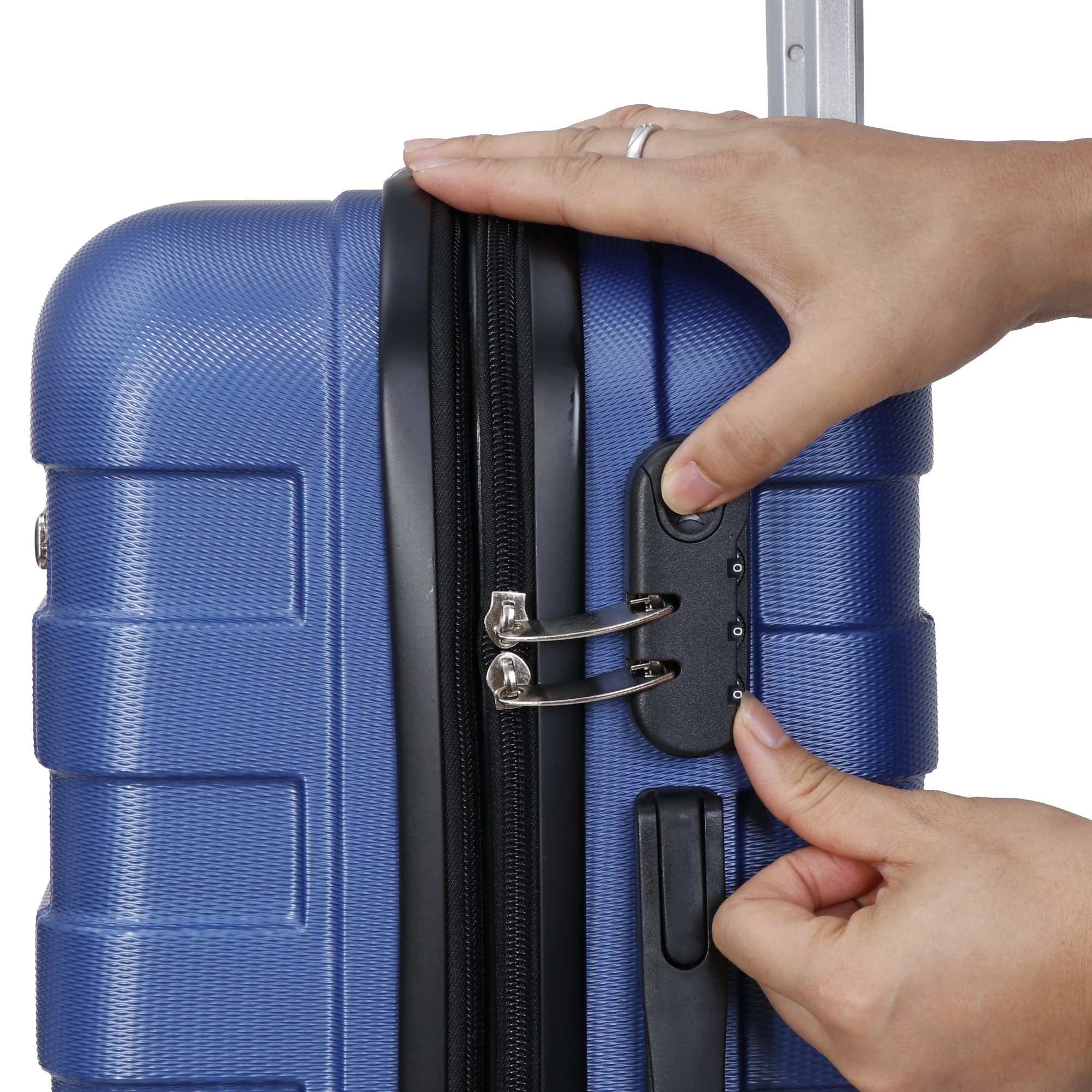 HomGarden 21 Inch Expandable Hardside Carry-On Luggage with Spinner Wheels & TSA Lock - Lightweight Suitcase for Air Travel, Business Trips & Weekend Getaways (Navy Blue)