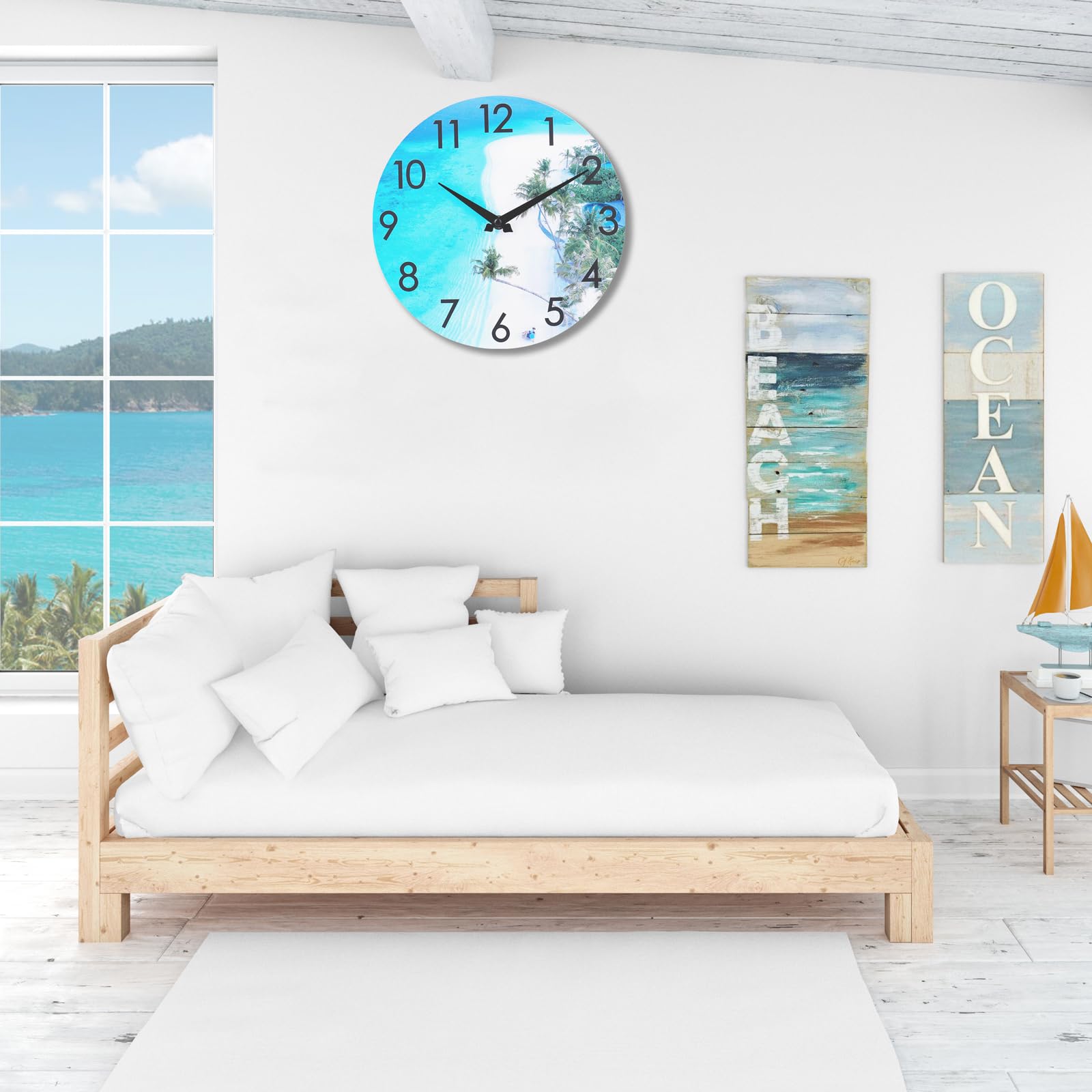 12 Inch Teal Waterproof Outdoor Wall Clock - Nautical Beach Coastal Decor for Patio, Pool, Garden & Home - Perfect for Indoor & Outdoor Use in Bathrooms, Kitchens, and Decks