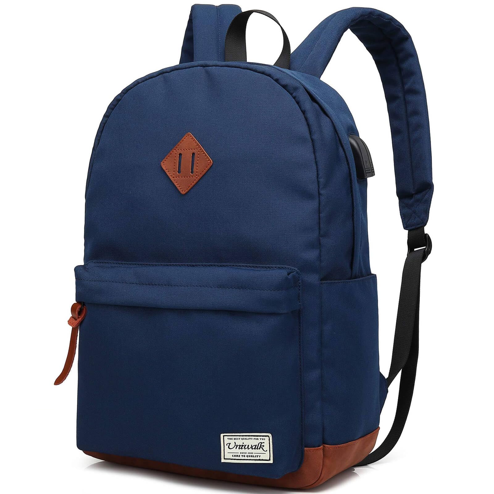 Water-Resistant College Backpack with USB Charging Port & Anti-Theft Design - Slim Laptop Backpack for Men & Women Fits 14-15 Inch MacBook/Computer - Perfect for School, Travel & Commuting - Blue