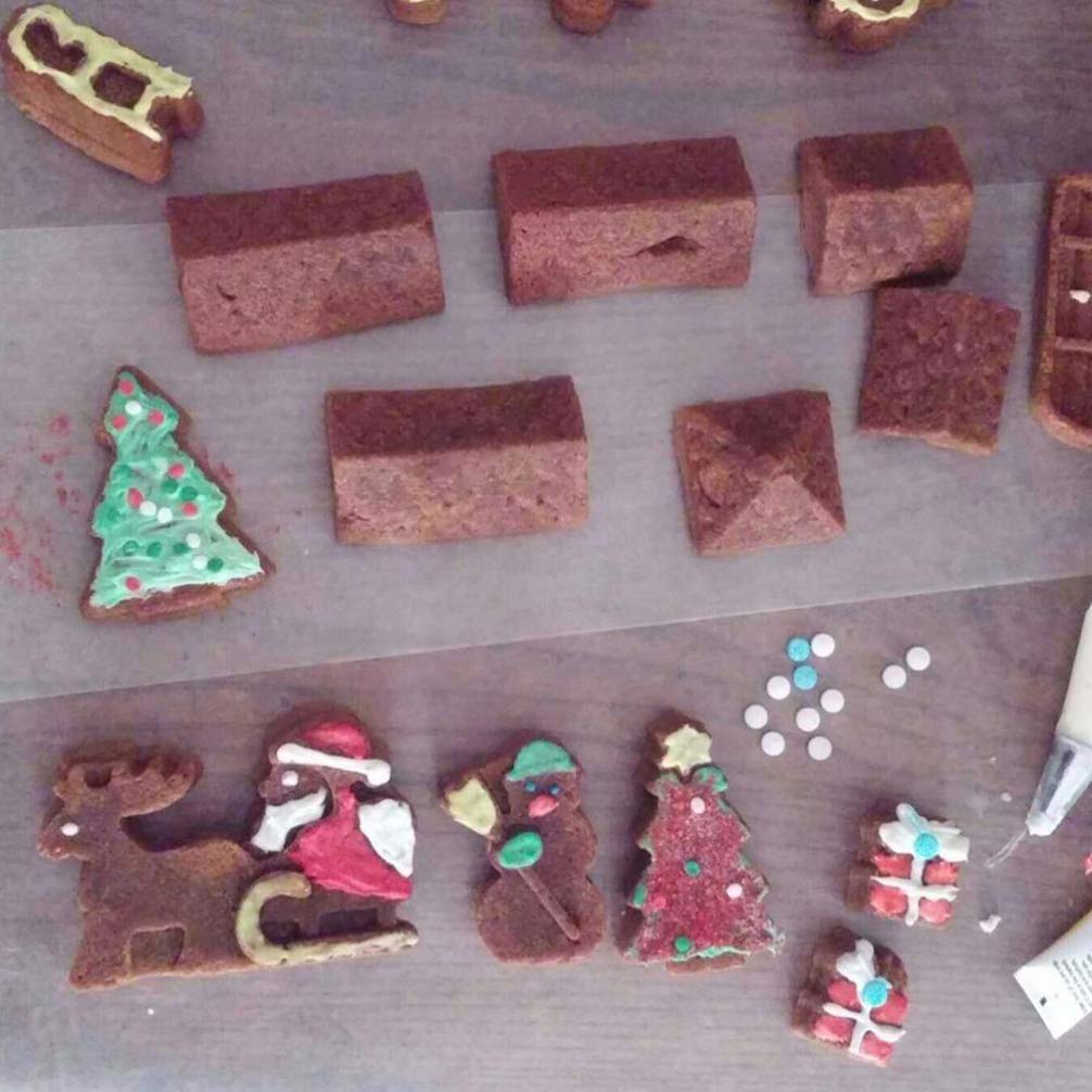 Jojofuny 3-Piece Silicone Christmas Baking Mold Set - 3D House, Tree & Snowman Cookie Cutters for Mousse Cakes, Muffins & Chocolate | Holiday Baking, DIY Desserts & Christmas Party Treats