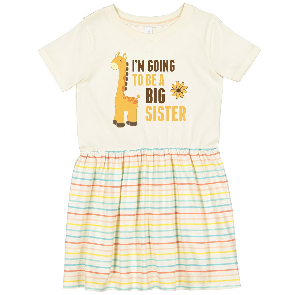 Inktastic 'I'm Going to Be a Big Sister' Giraffe Print Toddler Dress - Cute Baby Girl Outfit for Sibling Announcement & Family Photos