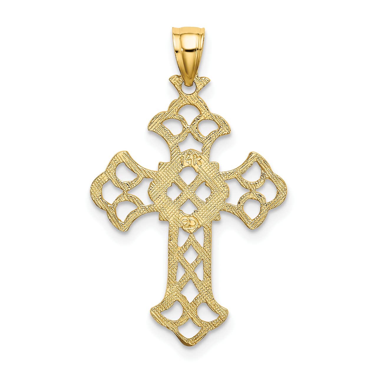 14k Yellow Gold Delicate Cut-Out Cross Charm Necklace - Dainty Religious Jewelry for Women, Perfect for Everyday Wear, Gifts & Special Occasions