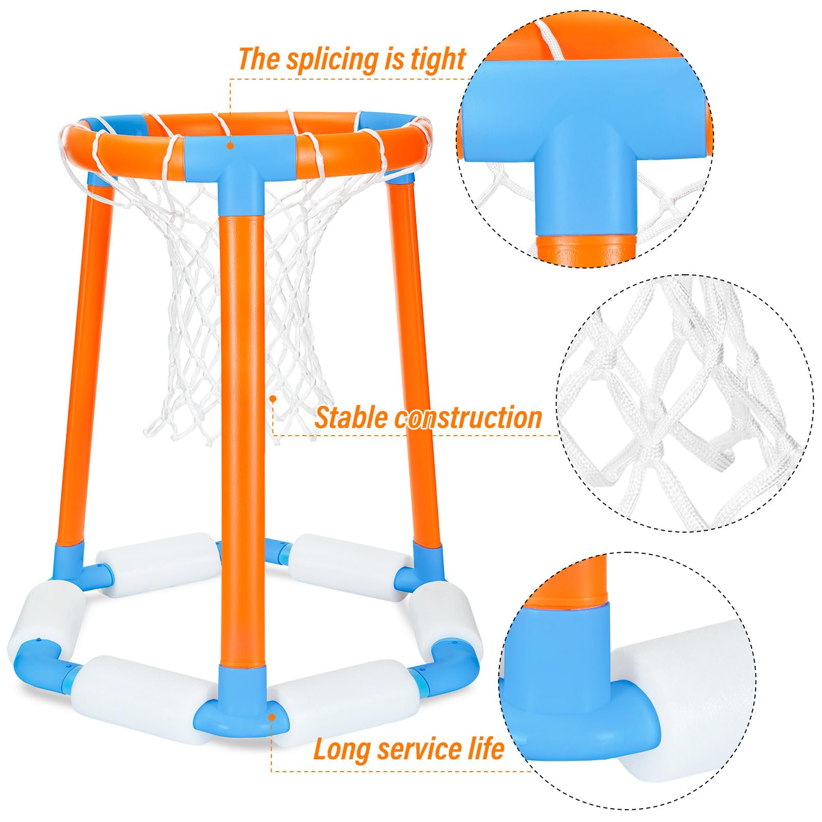 **Floating Pool Basketball Hoop Set with 2 Basketballs & Pump - Fun Water Toys for Kids & Adults - Perfect for Outdoor & Indoor Pool Games, Summer Parties & Backyard Fun**
