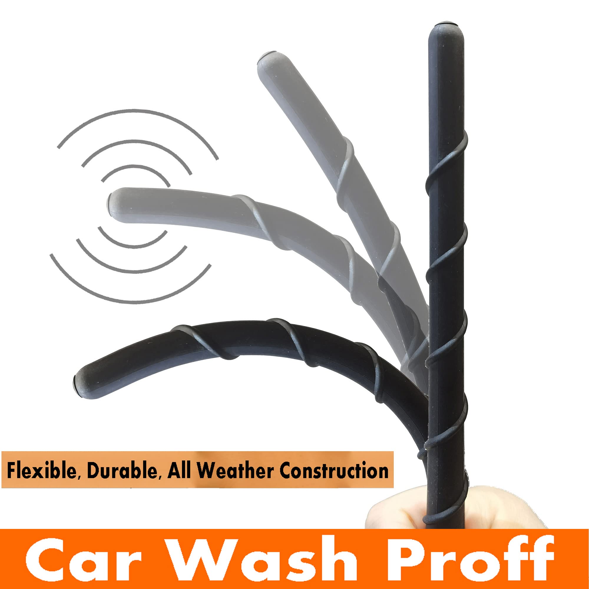 7 Inch Flexible Spiral Rubber Antenna Replacement for Mitsubishi Lancer (2008-2017) - Car Wash Proof, Internal Copper Coil Antenna Mast - Perfect for Improved FM/AM Radio Reception & Car Wash Safety