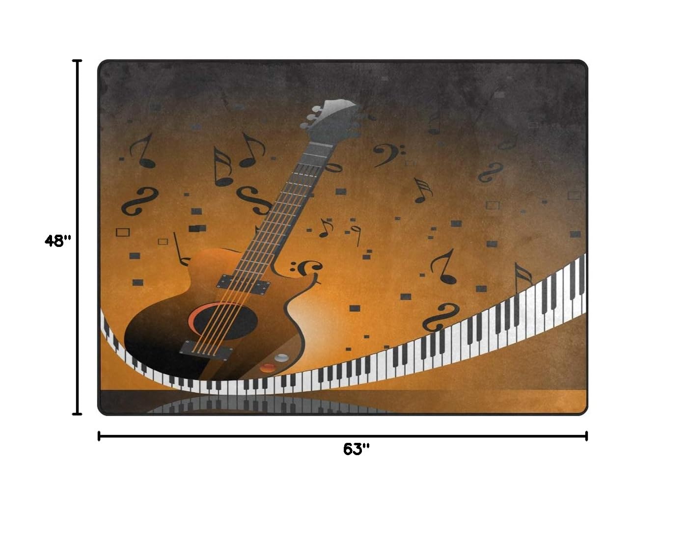 ALAZA Guitar Piano Key Music Notes Area Rug - 5'3
