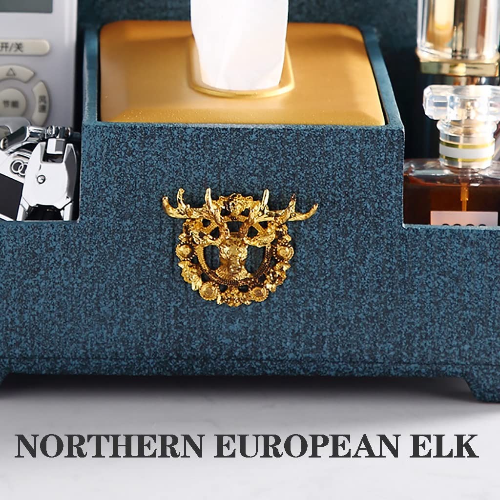 Multifunctional Remote Control & Napkin Organizer Box - Decorative Tissue Holder for Home, Office, Car, Restaurant | Blue | Perfect for Kitchen Countertops, Coffee Tables & Desk Organization