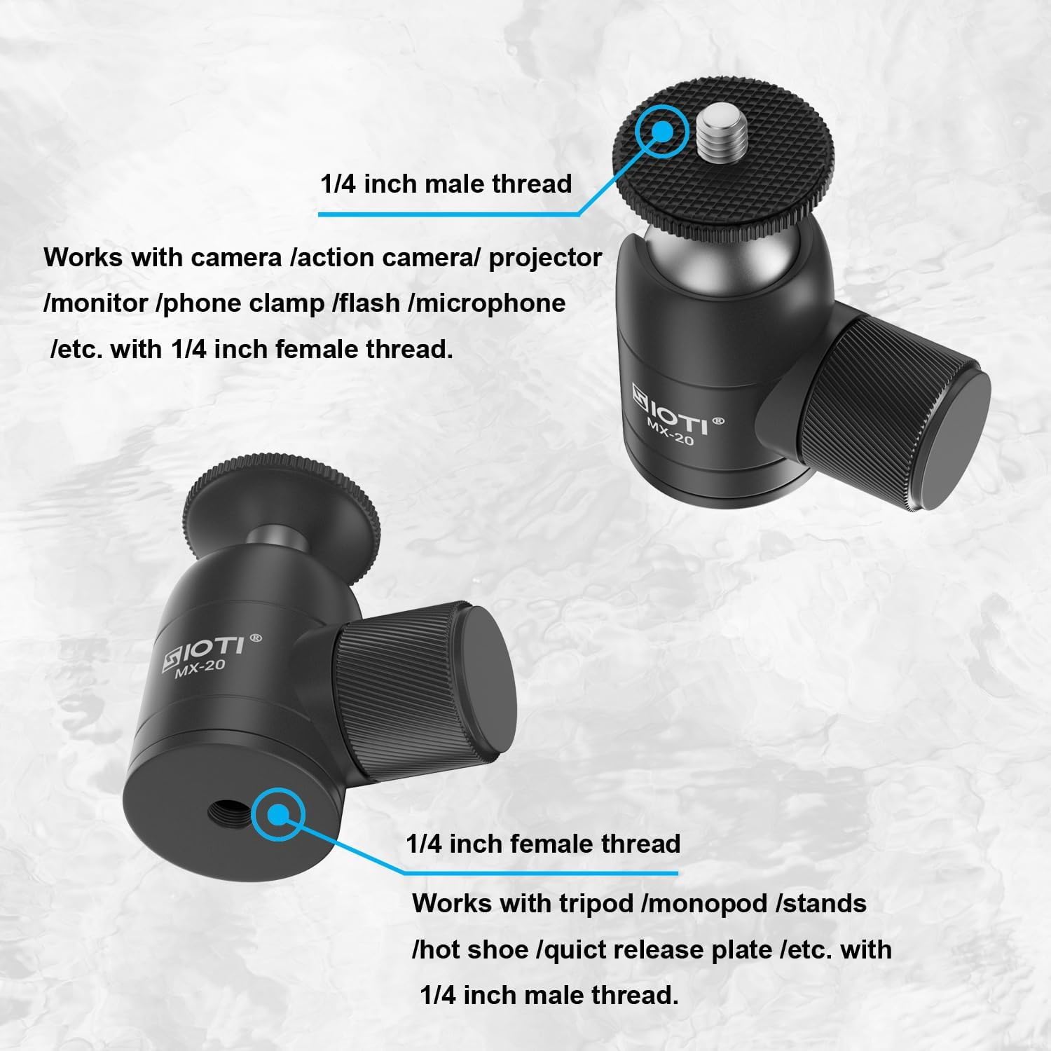 SIOTI Mini Ball Head Tripod with Hot Shoe Mount - 360° Panoramic for DSLR, Phone & Action Camera - Perfect for Travel & Vlogging