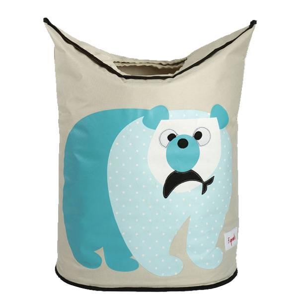 3 Sprouts Polar Bear Laundry Hamper - Cute & Functional Kids' Clothes Storage for Nursery, Bedroom, or Playroom