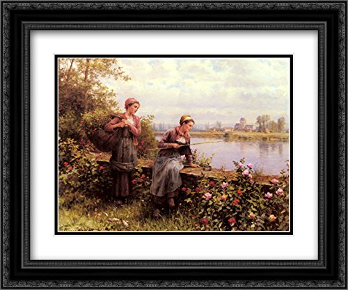 Daniel Ridgway Knight Museum Art Print - 24x20 Black Ornate Framed Fishing Scene with Double Matting | Perfect for Living Room, Bedroom, or Office Wall Decor