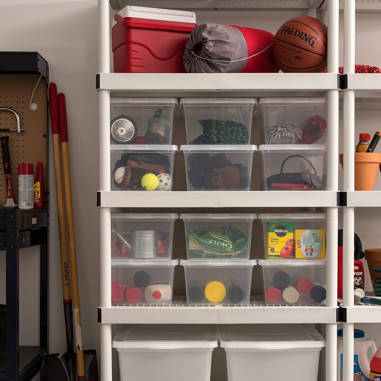 IRIS USA 17 Quart Clear Storage Box - 12 Pack | BPA-Free Plastic Stackable Bins with Lids | Perfect for Organizing Shoes, Closet Shelves, Classroom Supplies & Game Storage | Ideal for Home, Office & School Organization