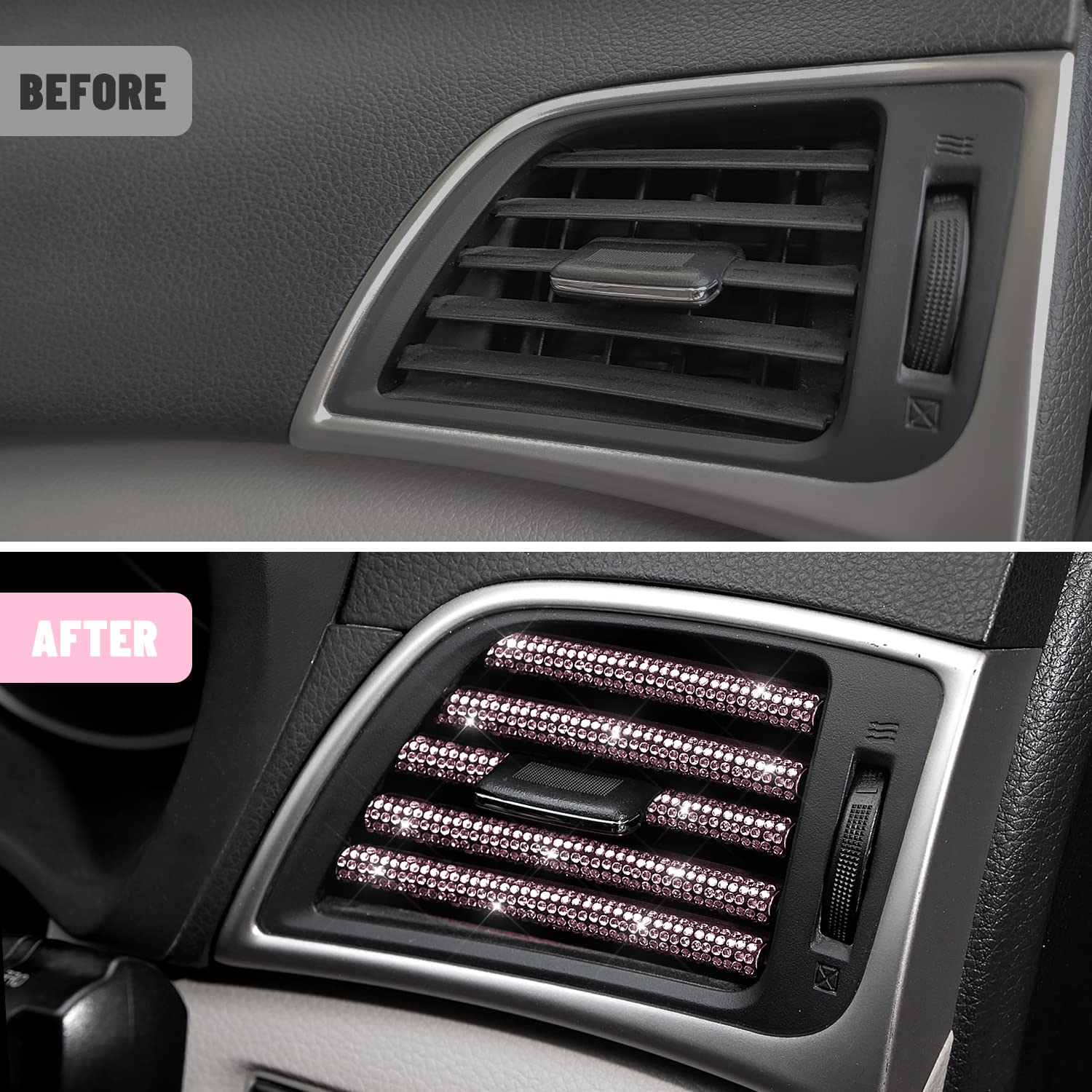 10PCS Rhinestone Bling Car Vent Outlet Trim - Sparkling Air Conditioner Vent Cover Decor, Pink Car Interior Accessories for Women | Perfect for Sedan, SUV & Luxury Car Styling