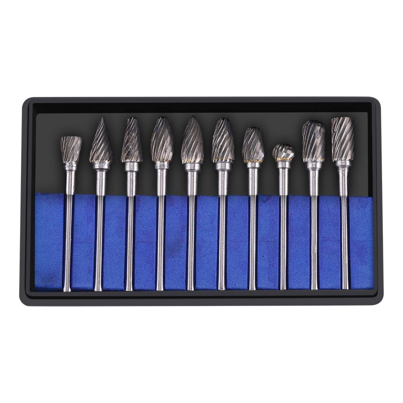 10Pcs Carbide Burr Set with 3mm Shank & 6mm Cutting Head - Professional Metal Carving Tools for Die Grinder Drill - Perfect for DIY Projects, Metalworking, and Automotive Repair